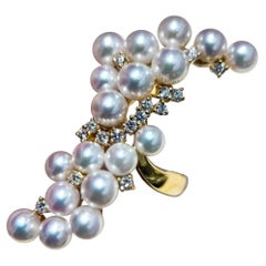 【Silent Geometry】Galaxy Cascade Akoya Pearl & Diamond Ring