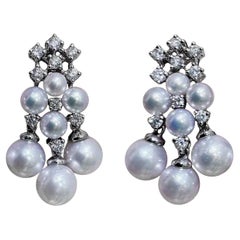 【Silent Geometry】Baby Akoya Diamond Cluster Earrings