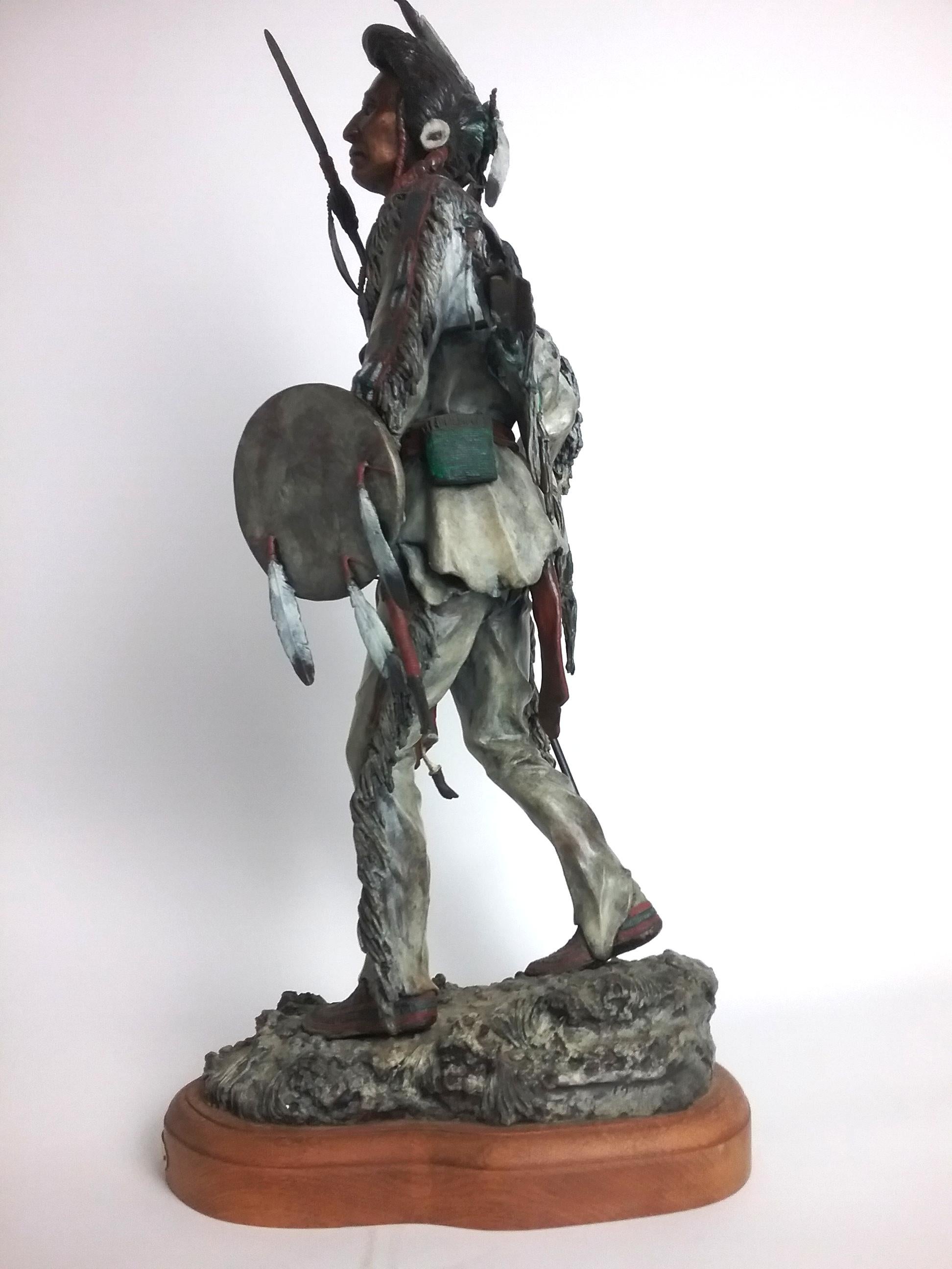 Late 20th Century Silent Sentinel by James P. Regimbal Native Warrior Bronze Sculpture