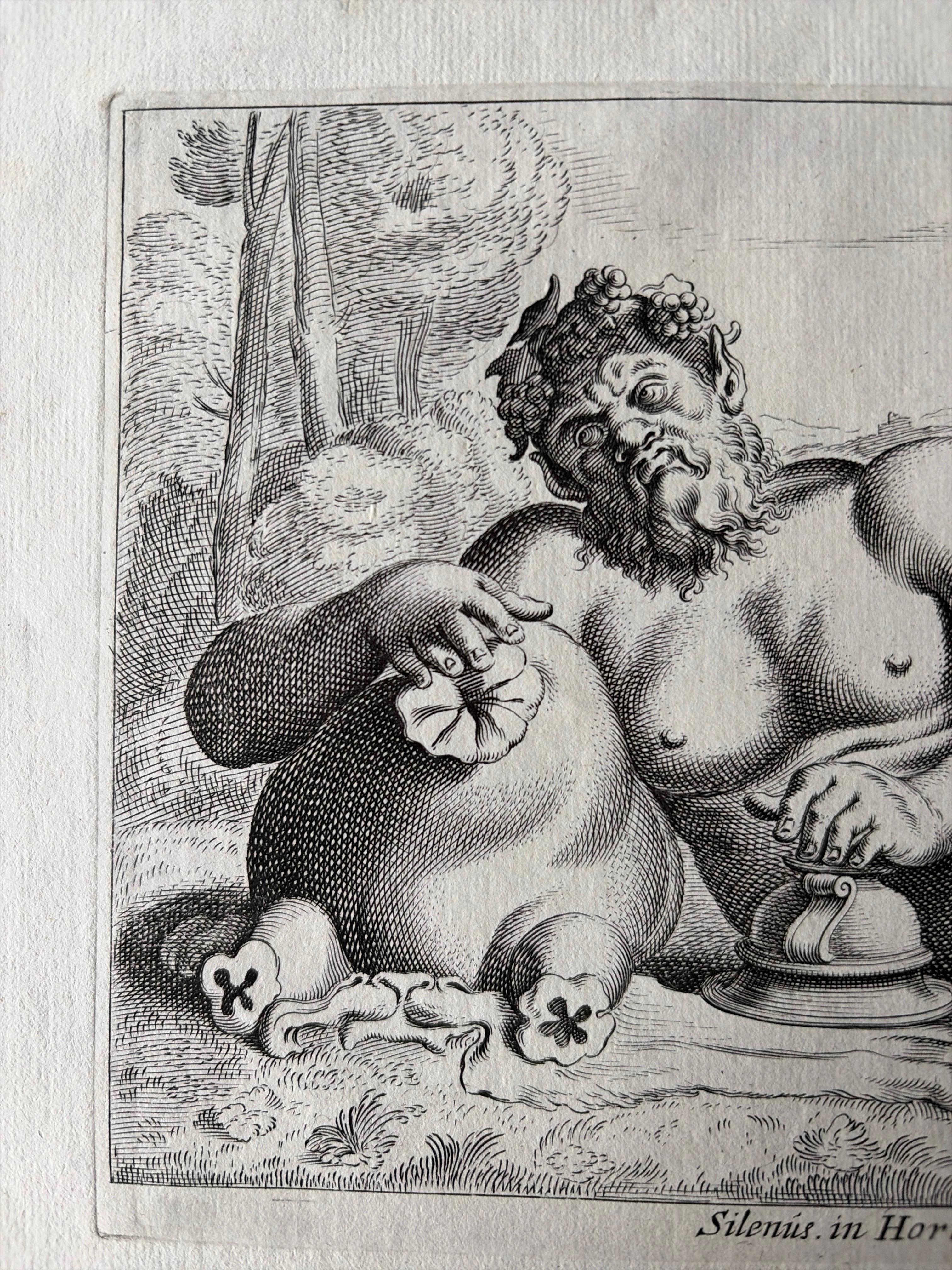 Silenus in den Gärten Ludwigs XIII. - Antiker mythologischer Kupferstich, um 1640 im Angebot 4