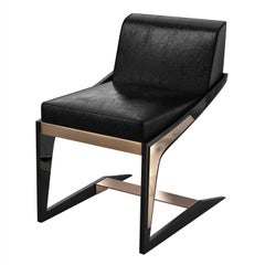 Sedia "Silenzioso" con dettagli in acciaio inossidabile e bronzo, Istanbul