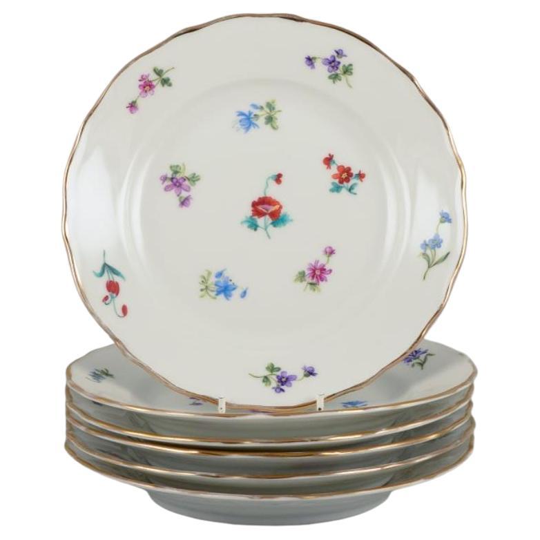 Silesia, Germany. Six small porcelain lunch plates. Ca 1930 For Sale