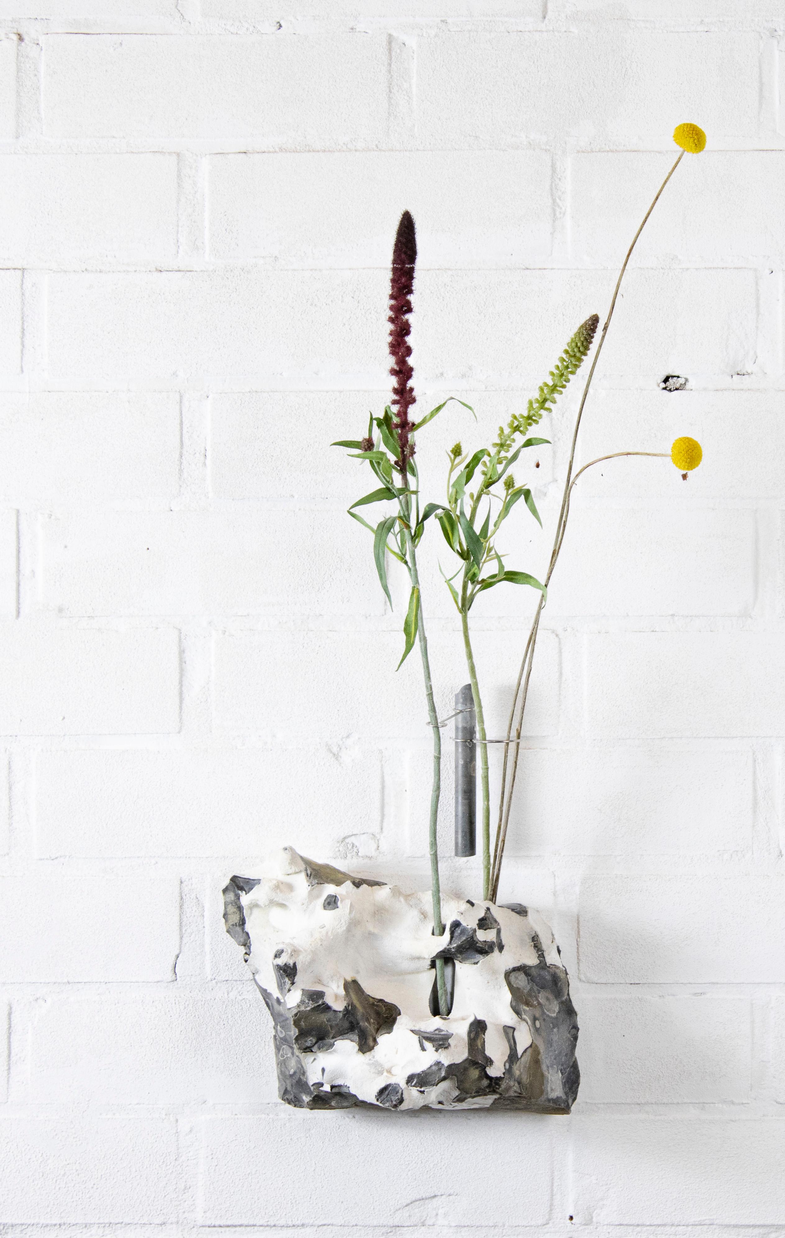 Modern Silex Flintstone Flower Wall Vessel I by Studio DO For Sale