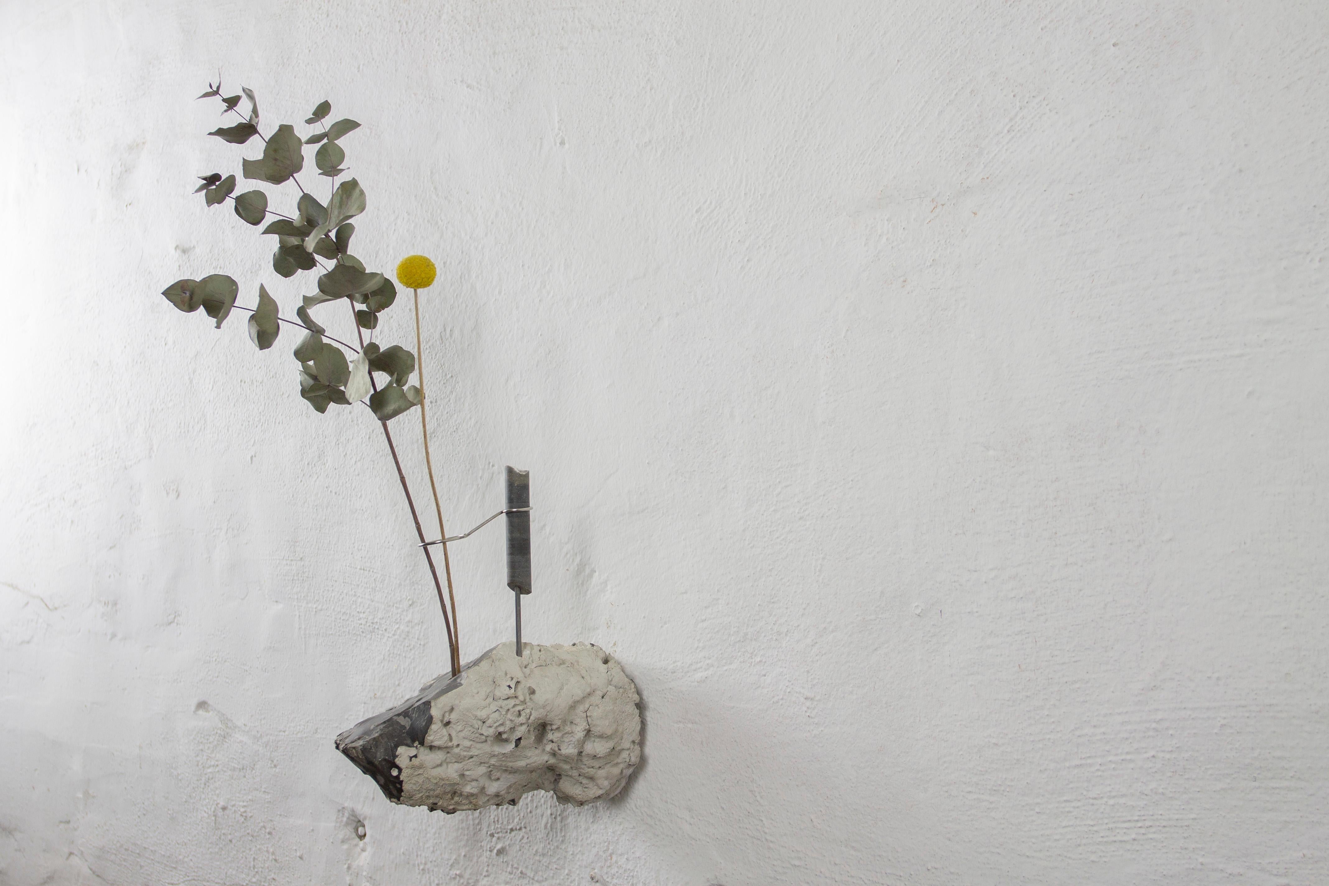 Modern Silex Flintstone Flower Wall Vessel II by Studio DO For Sale