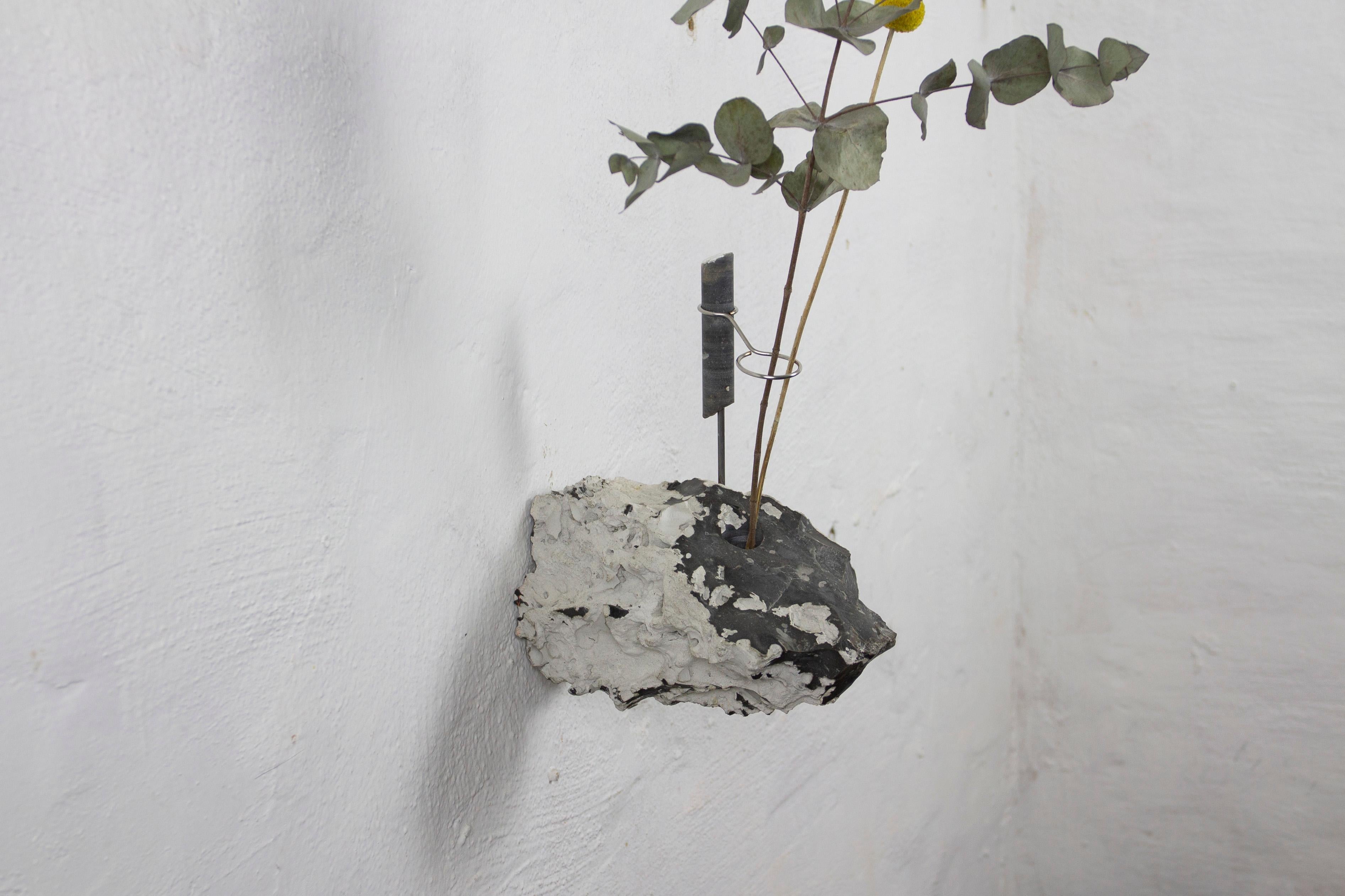 Belgian Silex Flintstone Flower Wall Vessel II by Studio DO For Sale