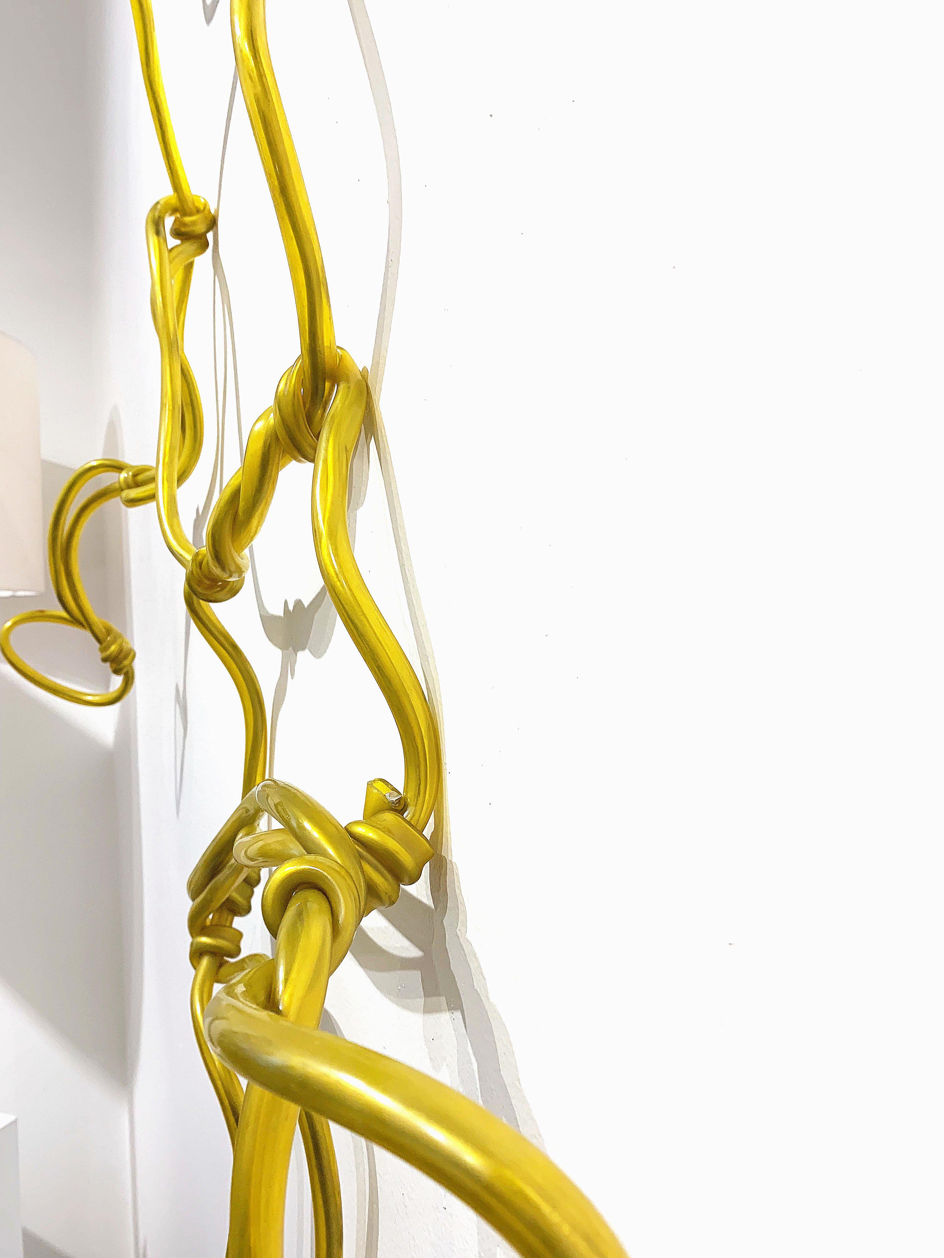 American Silhouette Aluminum and Yellow Plastic Tubing Sculpture For Sale