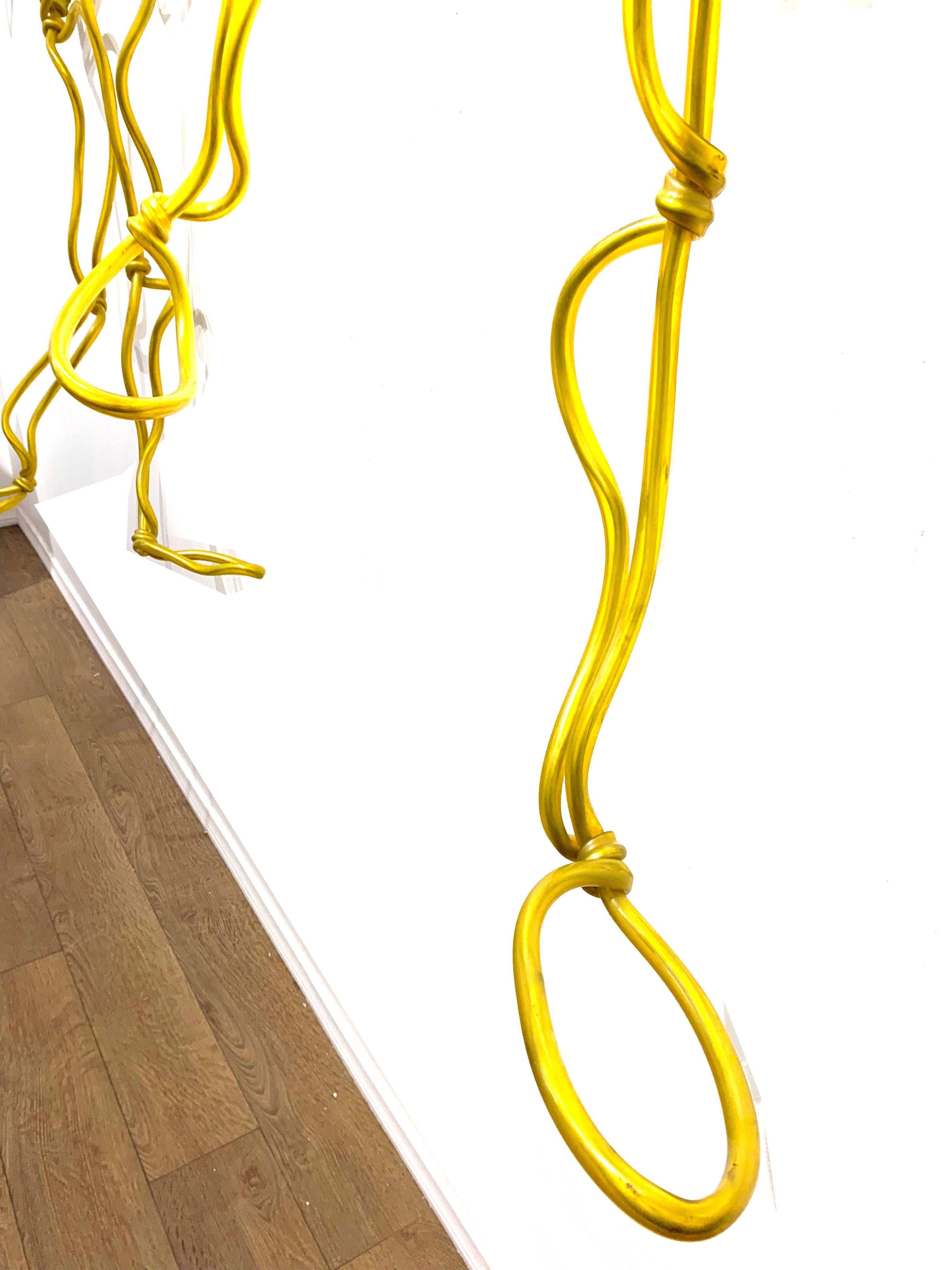 Silhouette Aluminum and Yellow Plastic Tubing Sculpture In Good Condition For Sale In San Diego, CA