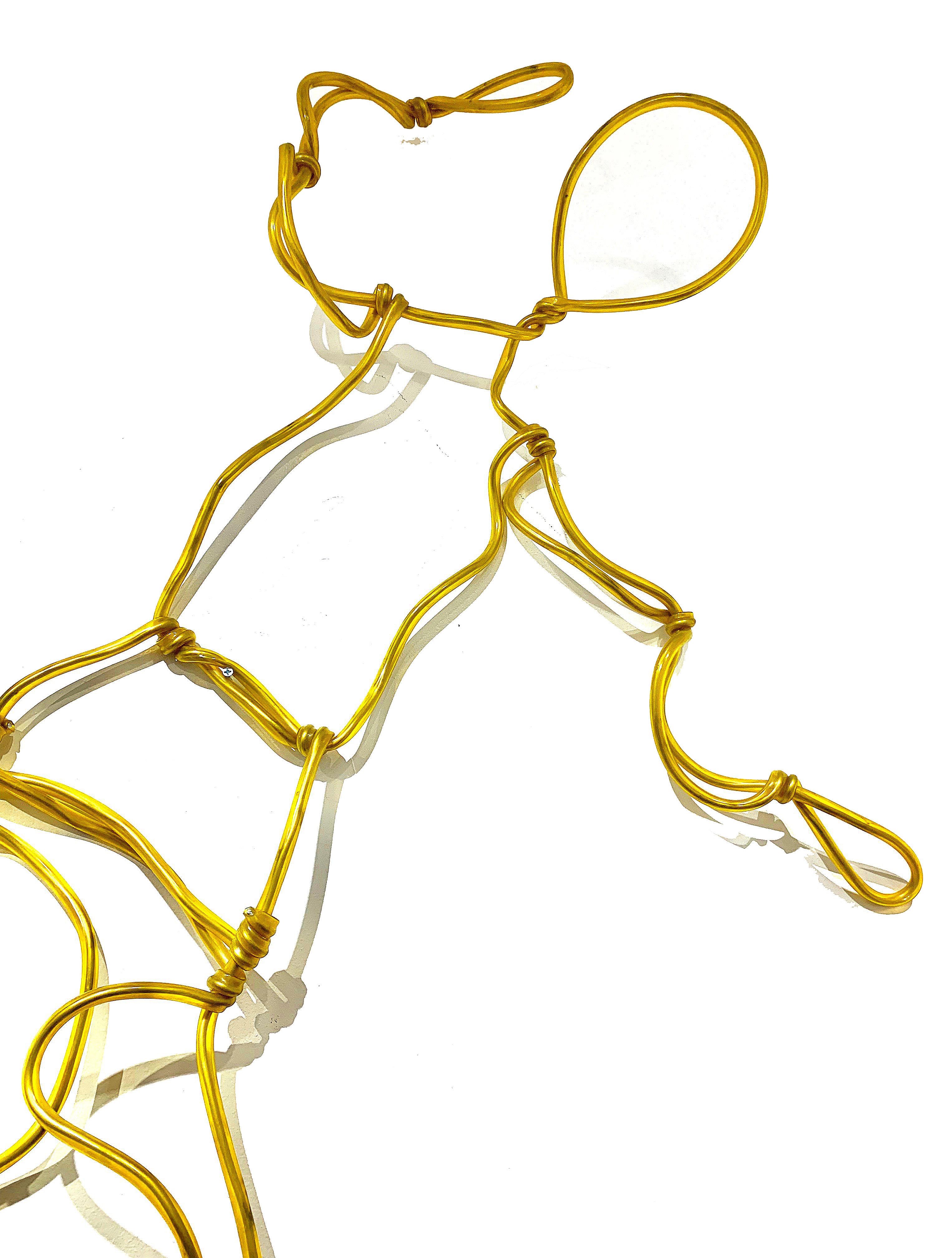 20th Century Silhouette Aluminum and Yellow Plastic Tubing Sculpture For Sale