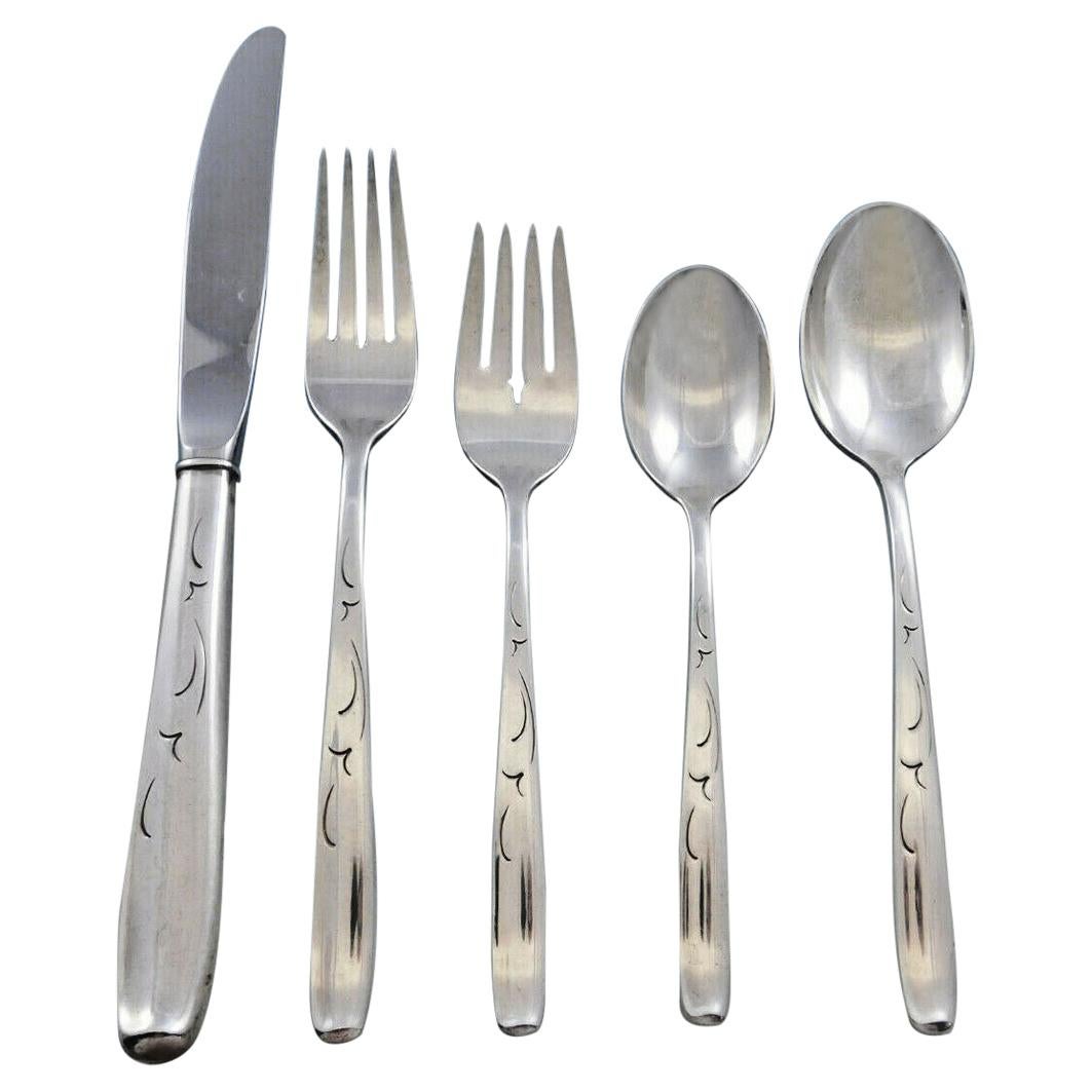 Silhouette by International Sterling Silver Flatware Set for 8 Service 40 Pcs For Sale