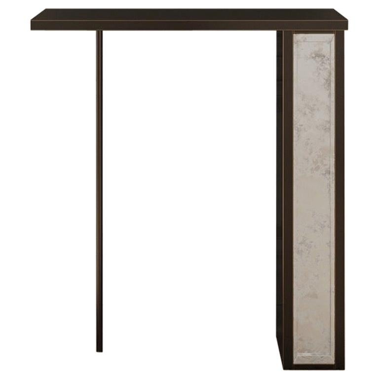 Silhouette Console of Beveled Mirror and Patinated Steel, Made in Italy For Sale