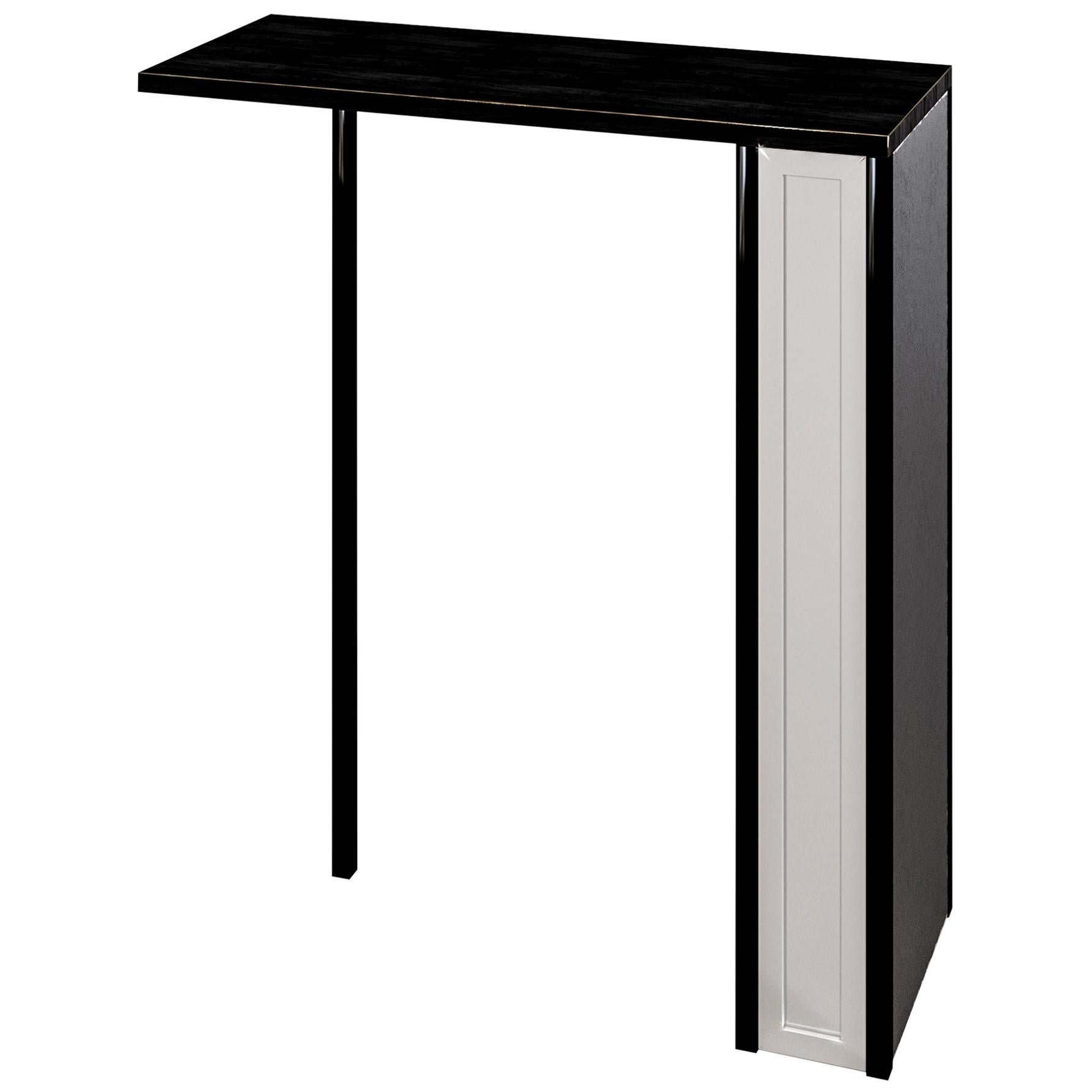 Silhouette Console of Beveled Mirror, Glass and Lacquer, Made in Italy For Sale