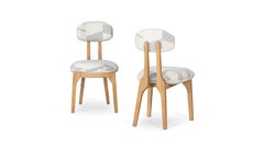 Contemporary upholstered natural oak Silhouette dining chair by InsidherLand