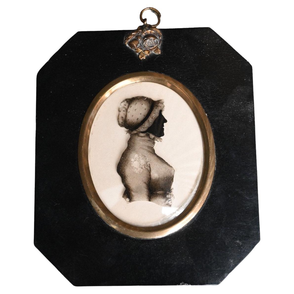 Silhouette encadrée Miniature XIX° Siècle en vente