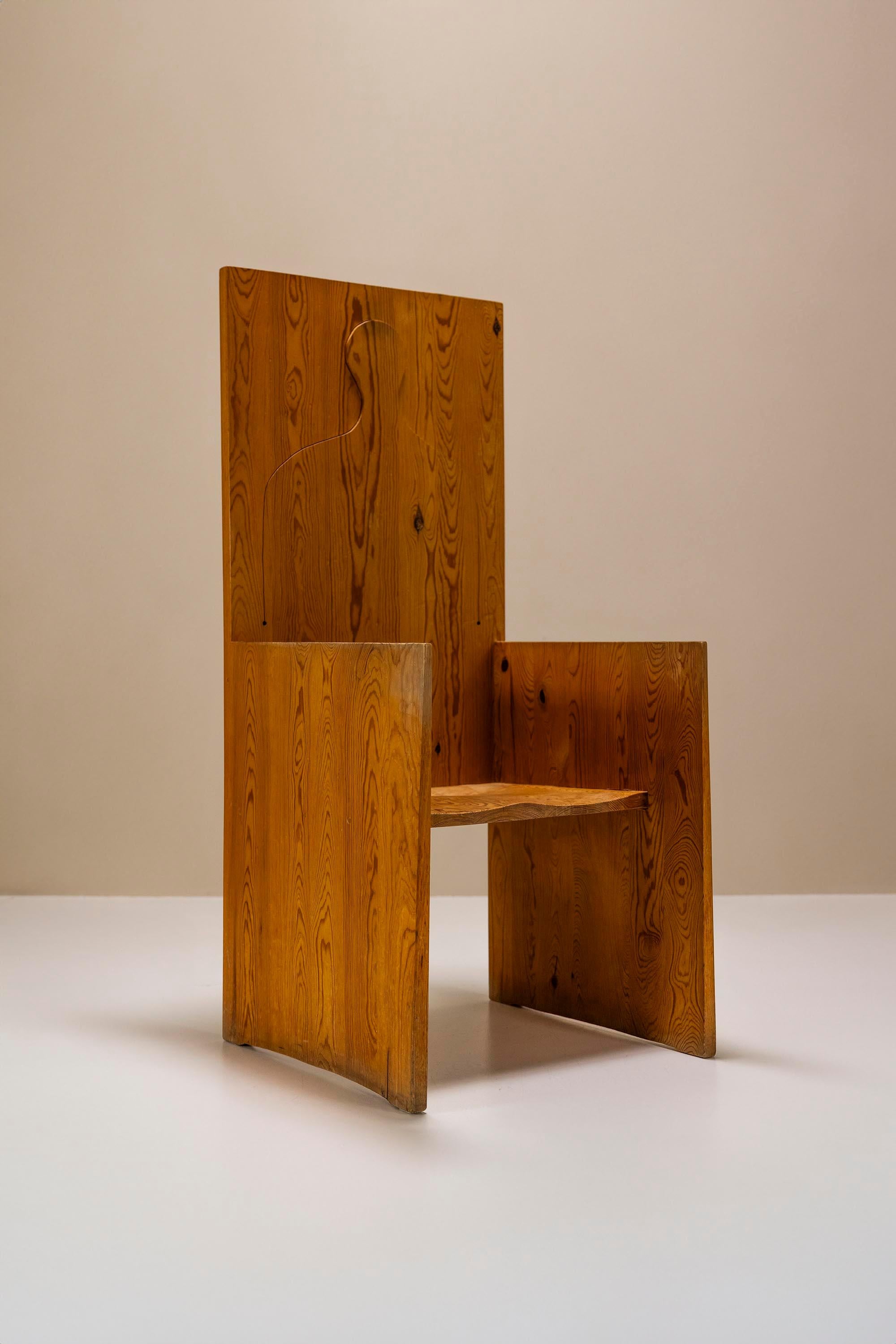 Late 20th Century Adamo Highback Chair with Silhouette in Pine by Ugo Marano, Italy 1978 For Sale