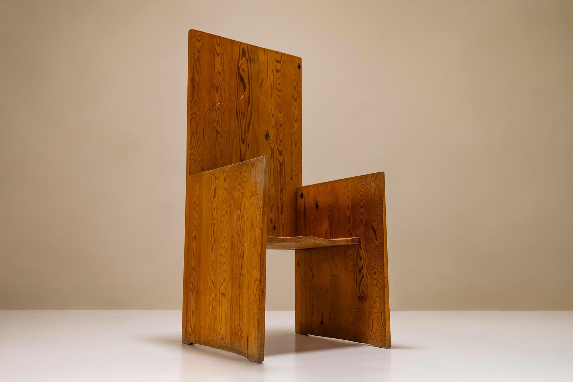 Adamo Highback Chair with Silhouette in Pine by Ugo Marano, Italy 1978 For Sale 1