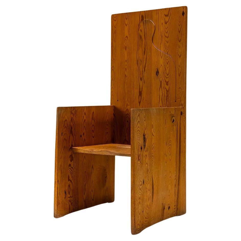 Adamo Highback Chair with Silhouette in Pine by Ugo Marano, Italy 1978 For Sale