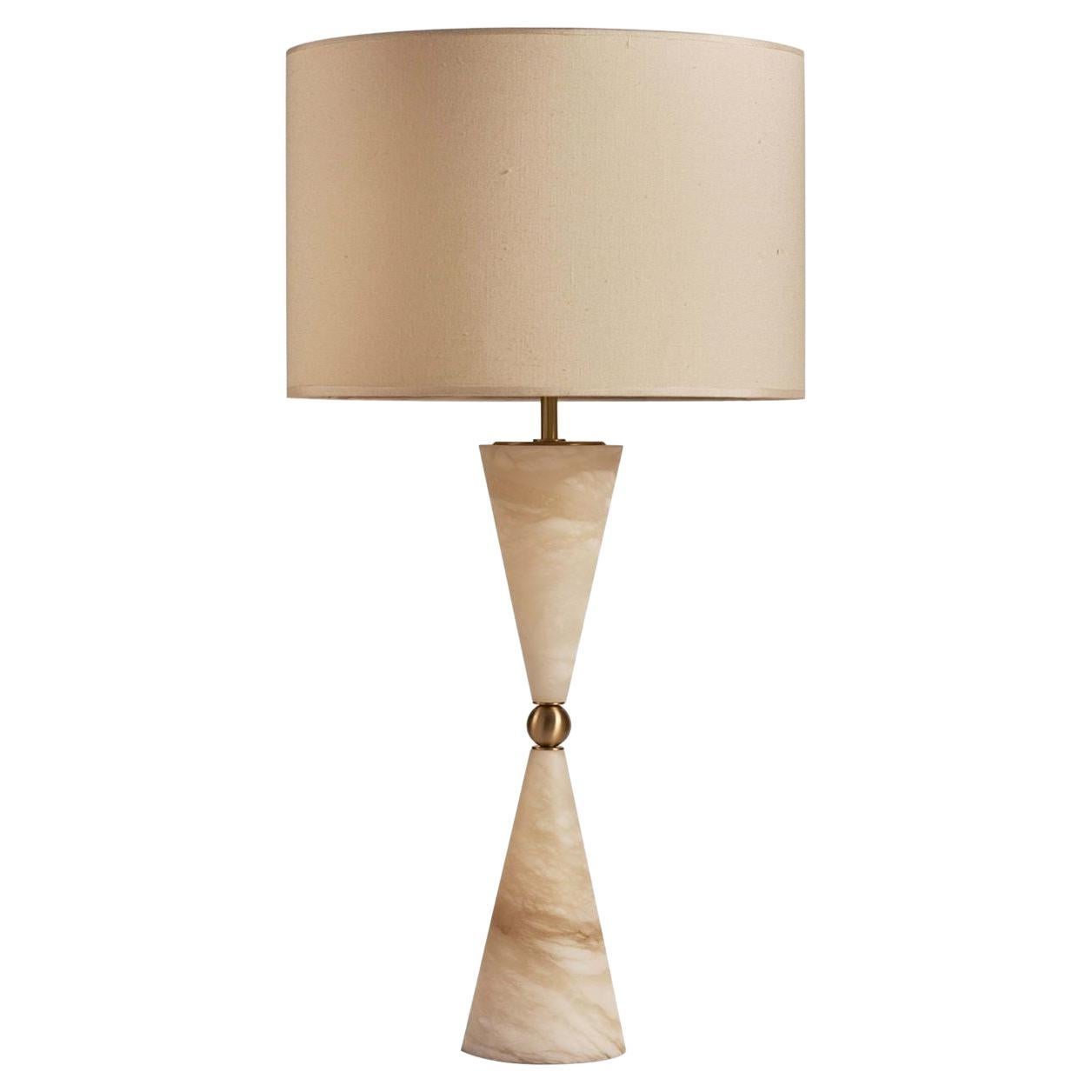 Silhouette In Alabaster and Brass Table Lamp For Sale