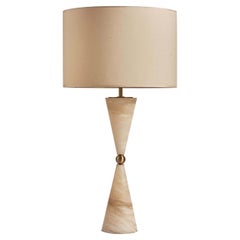 Silhouette In Alabaster and Brass Table Lamp