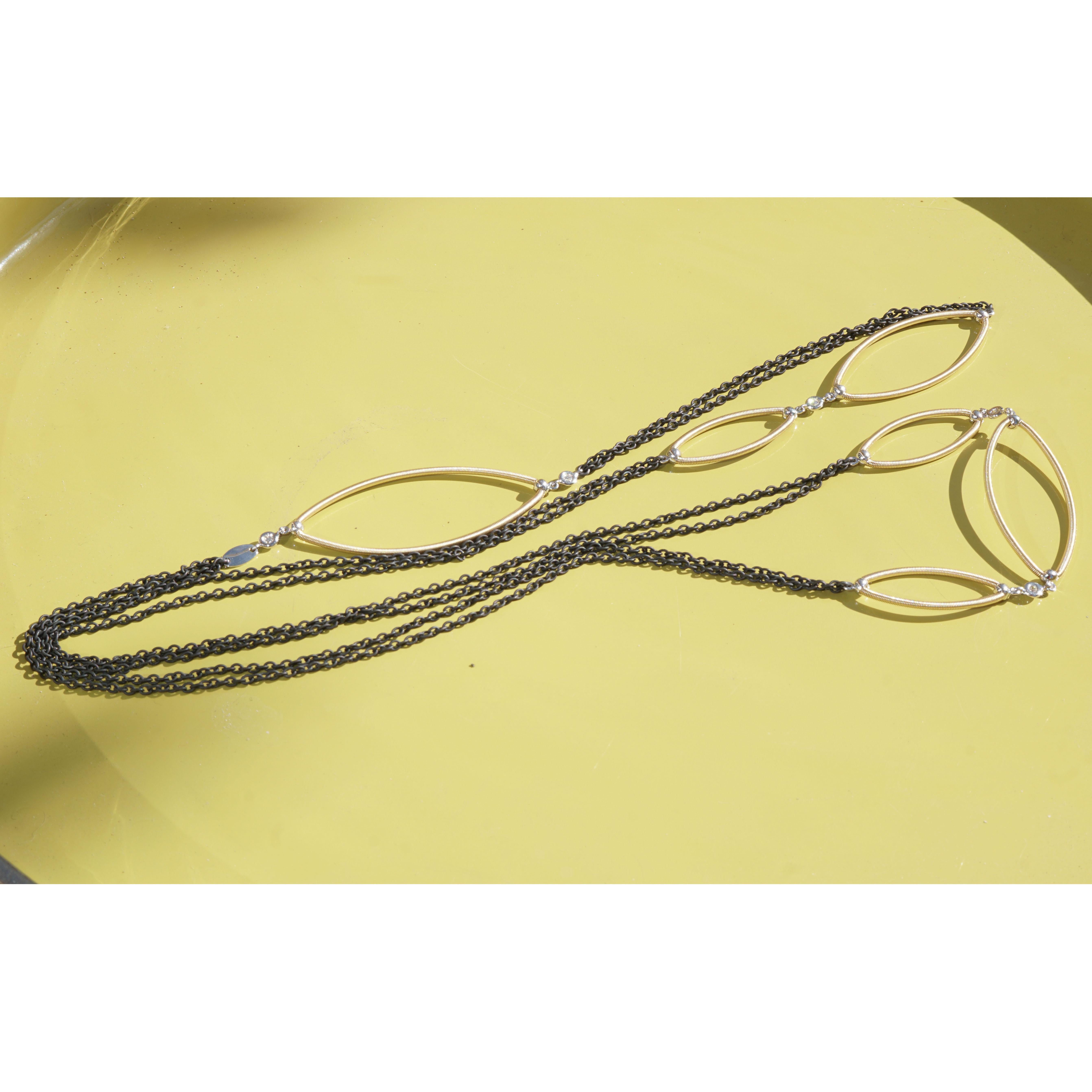 Silhouette Efeu Brilliant Halskette Gold Eisen Wire Wrapping Deutsch Präzision im Angebot 4