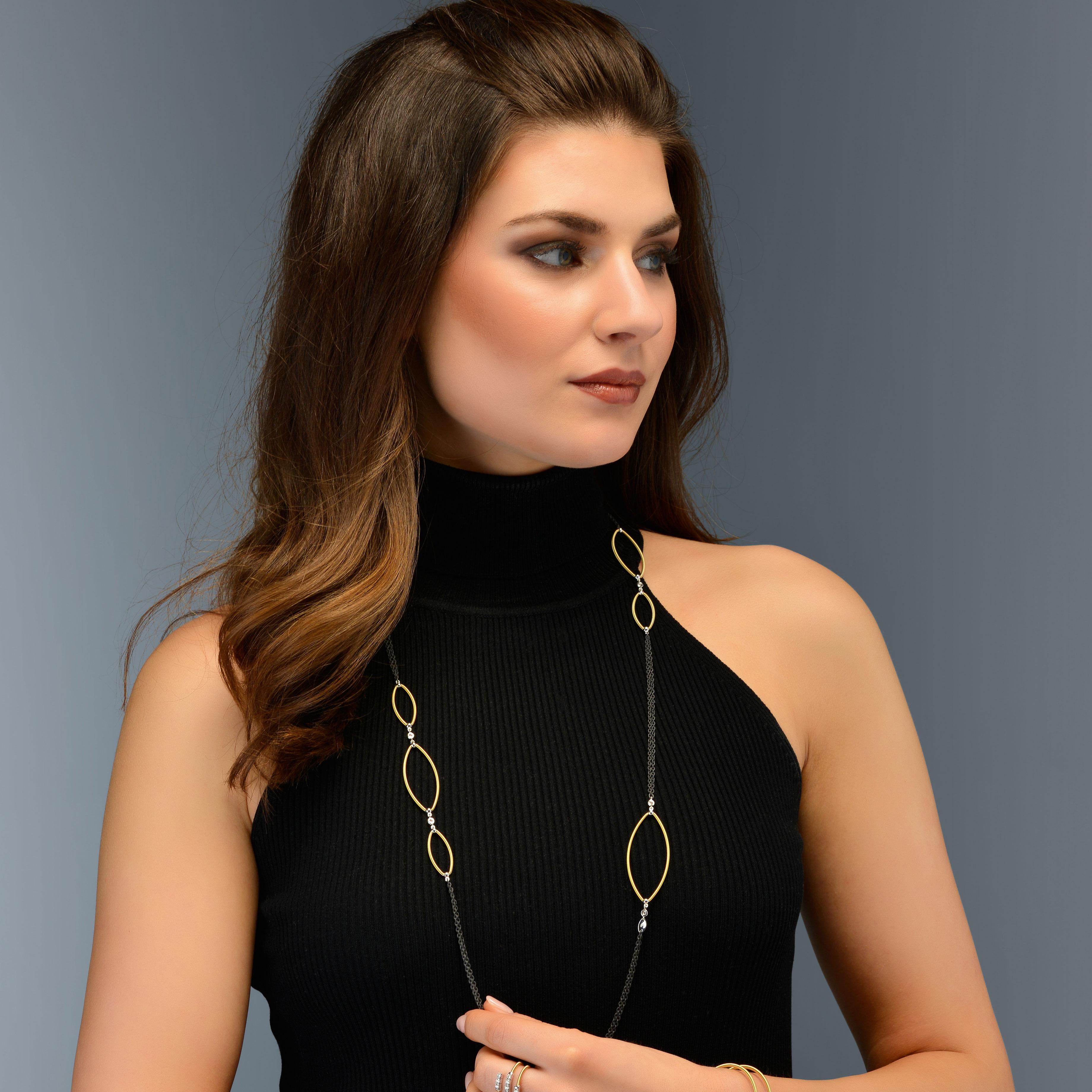 Silhouette Efeu Brilliant Halskette Gold Eisen Wire Wrapping Deutsch Präzision für Damen oder Herren im Angebot