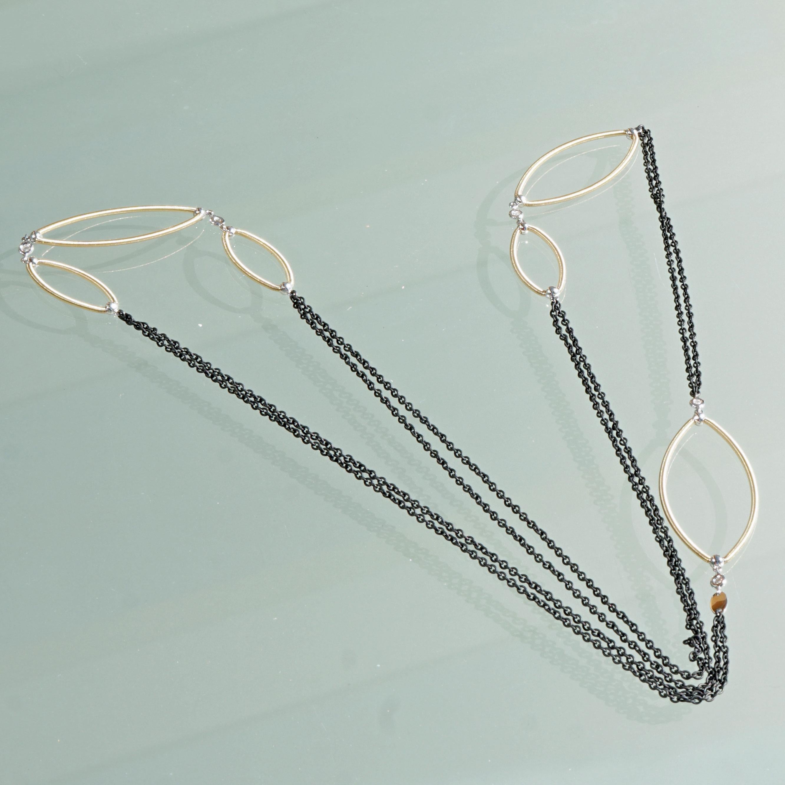 Silhouette Efeu Brilliant Halskette Gold Eisen Wire Wrapping Deutsch Präzision im Angebot 5