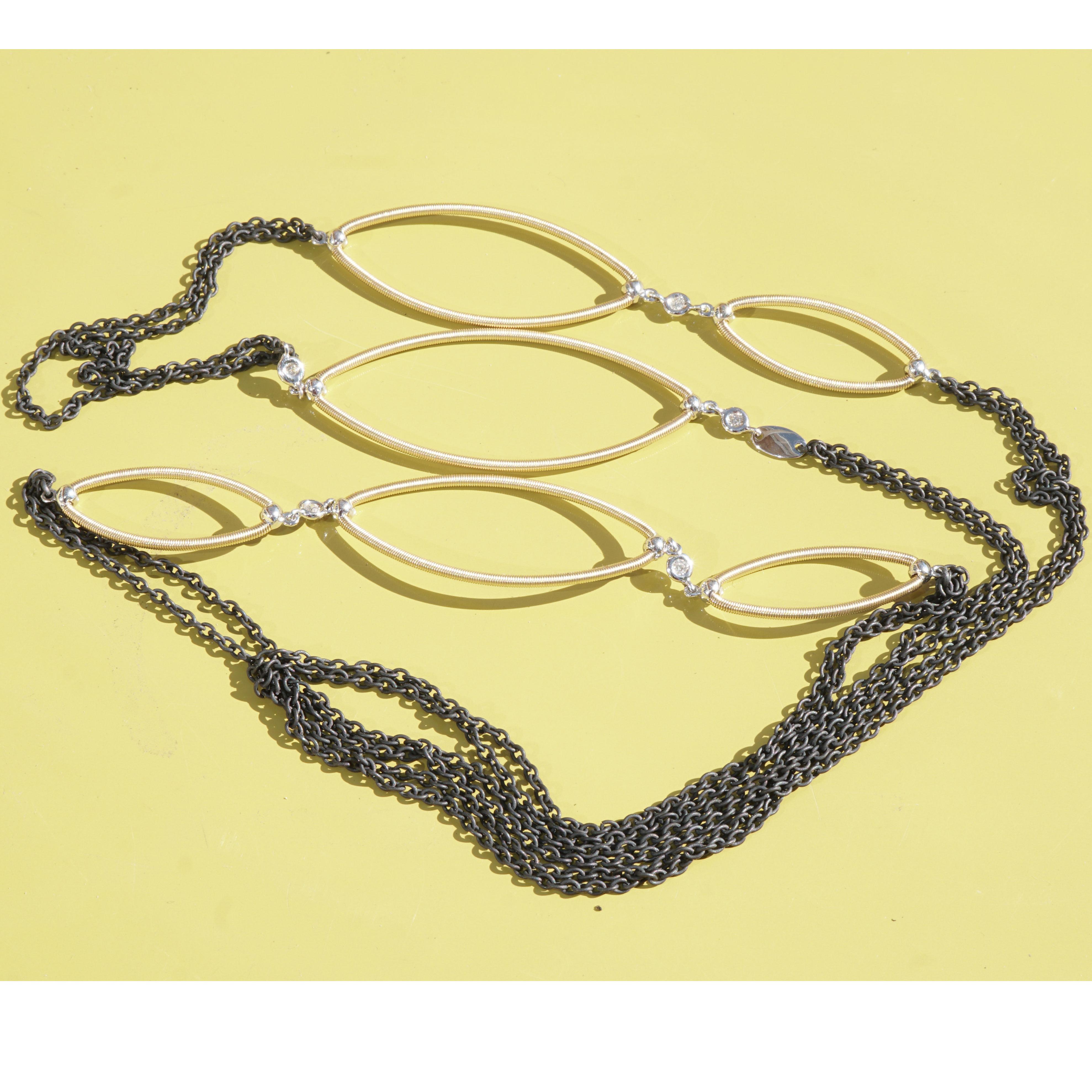 Silhouette Efeu Brilliant Halskette Gold Eisen Wire Wrapping Deutsch Präzision im Angebot 6