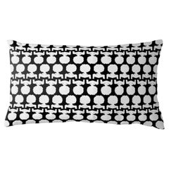 Petit coussin lombaire noir et blanc à silhouette