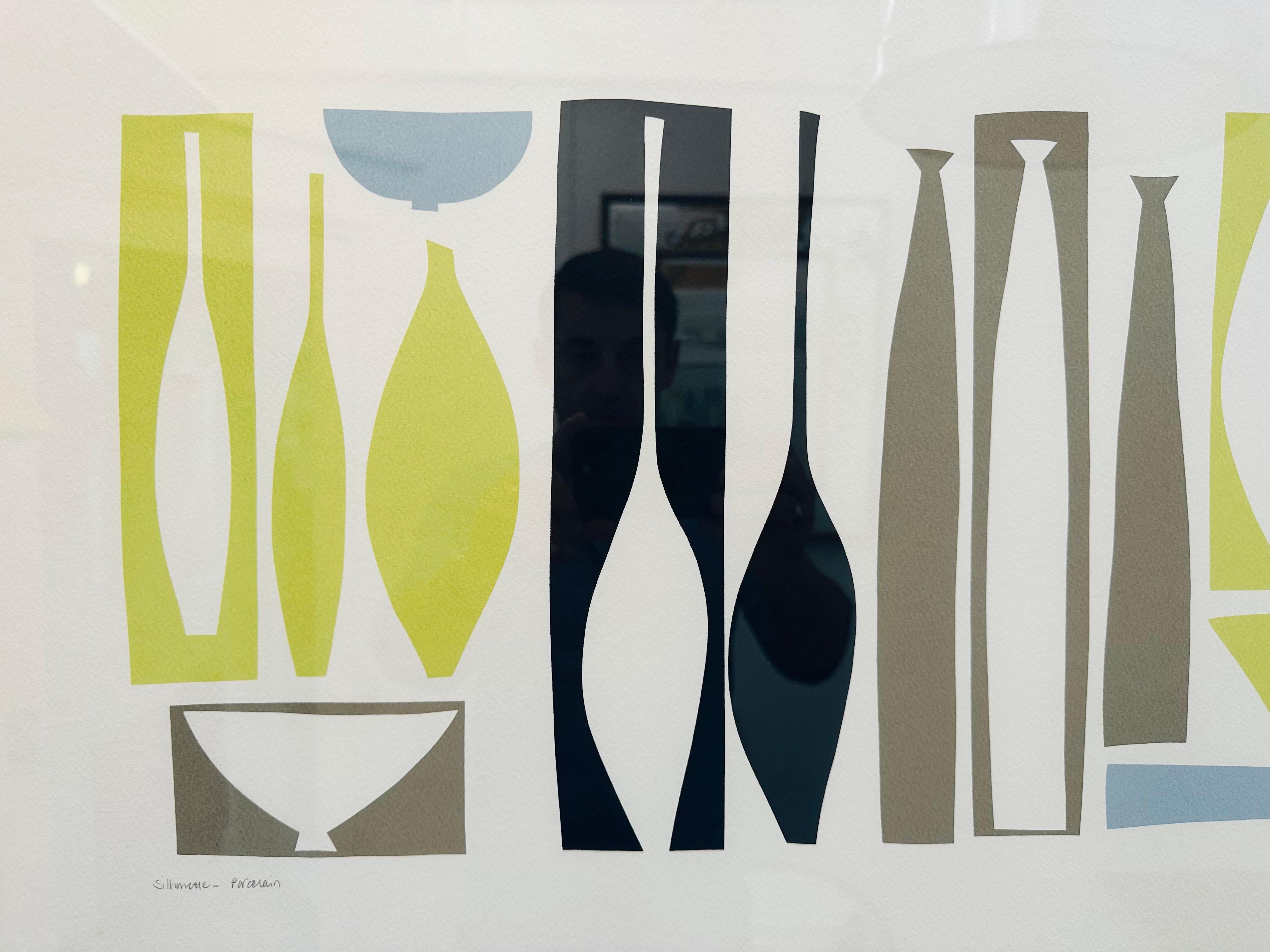„Silhouette – Porzellan“ Siebdruck (Serigraphie) Gerahmter Druck von Denise Duplock im Zustand „Gut“ im Angebot in London, GB
