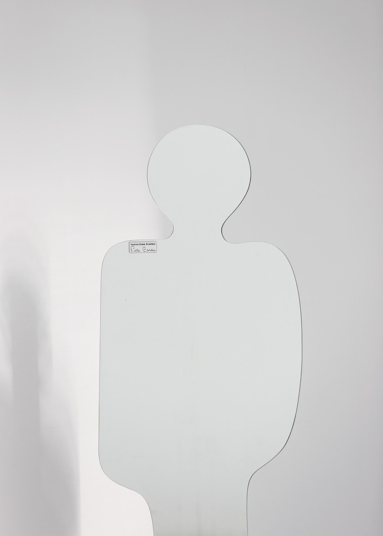 Mid-Century Modern Silhouette Shaped Mirror with Concrete Base by Pierre Cardin for Acerbis, 1970s
