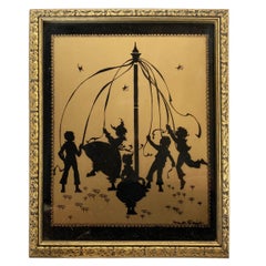 Silhouette "THE FOUR SEASONS" Gold Print in Original Frame by Fidus, Circa 1900