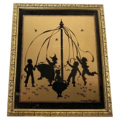 Silhouette "THE FOUR SEASONS" Gold Print in Original Frame by Fidus, Circa 1900