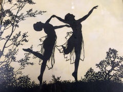 Silhouette "The Four Seasons" Print in Original Frame by Fidus, circa 1900
