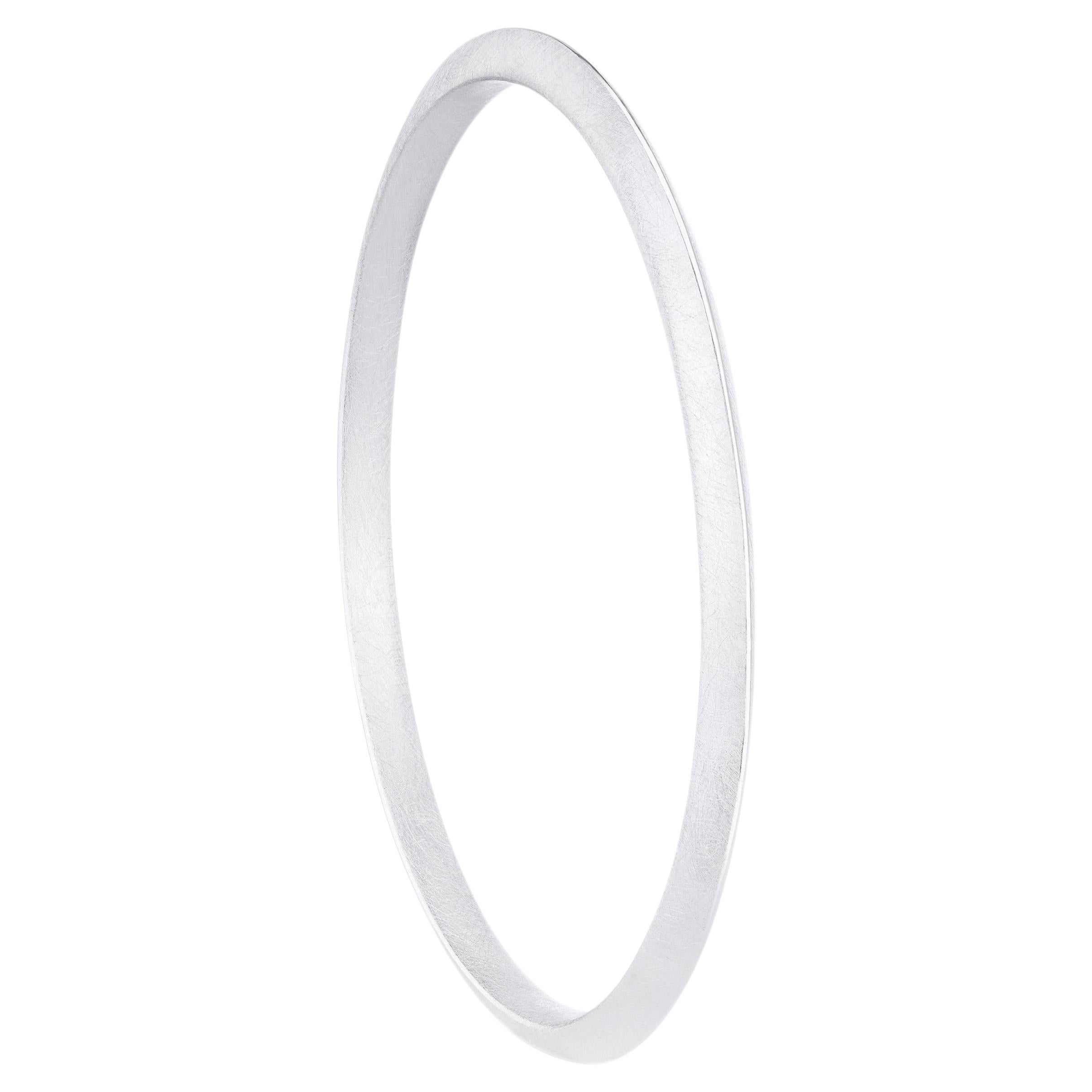 Silhouette Thick Circular Bangle in Textured Sterling Silver by Sheng Zhang