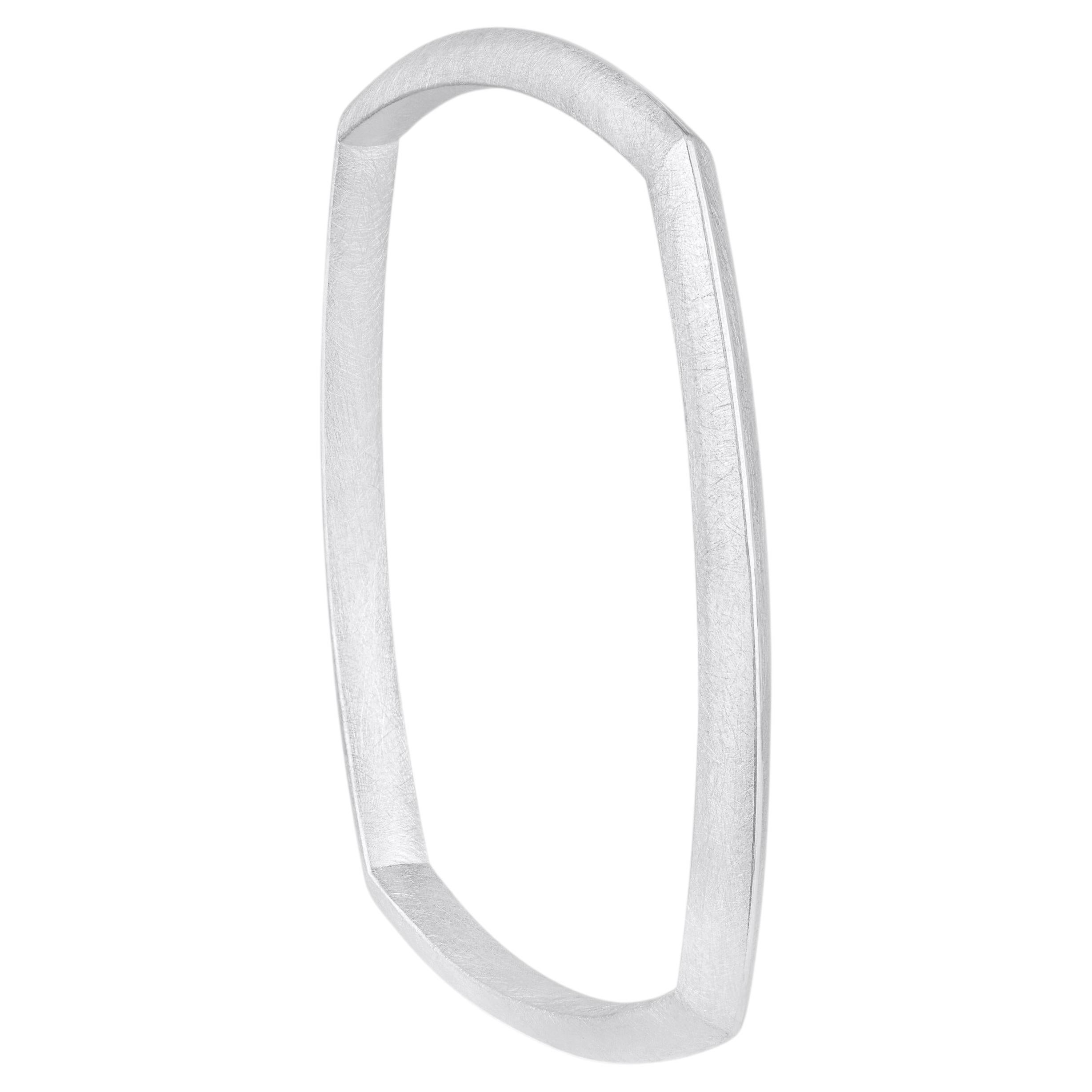 Silhouette Thick Square Bangle in Textured Sterling Silver by Sheng ...