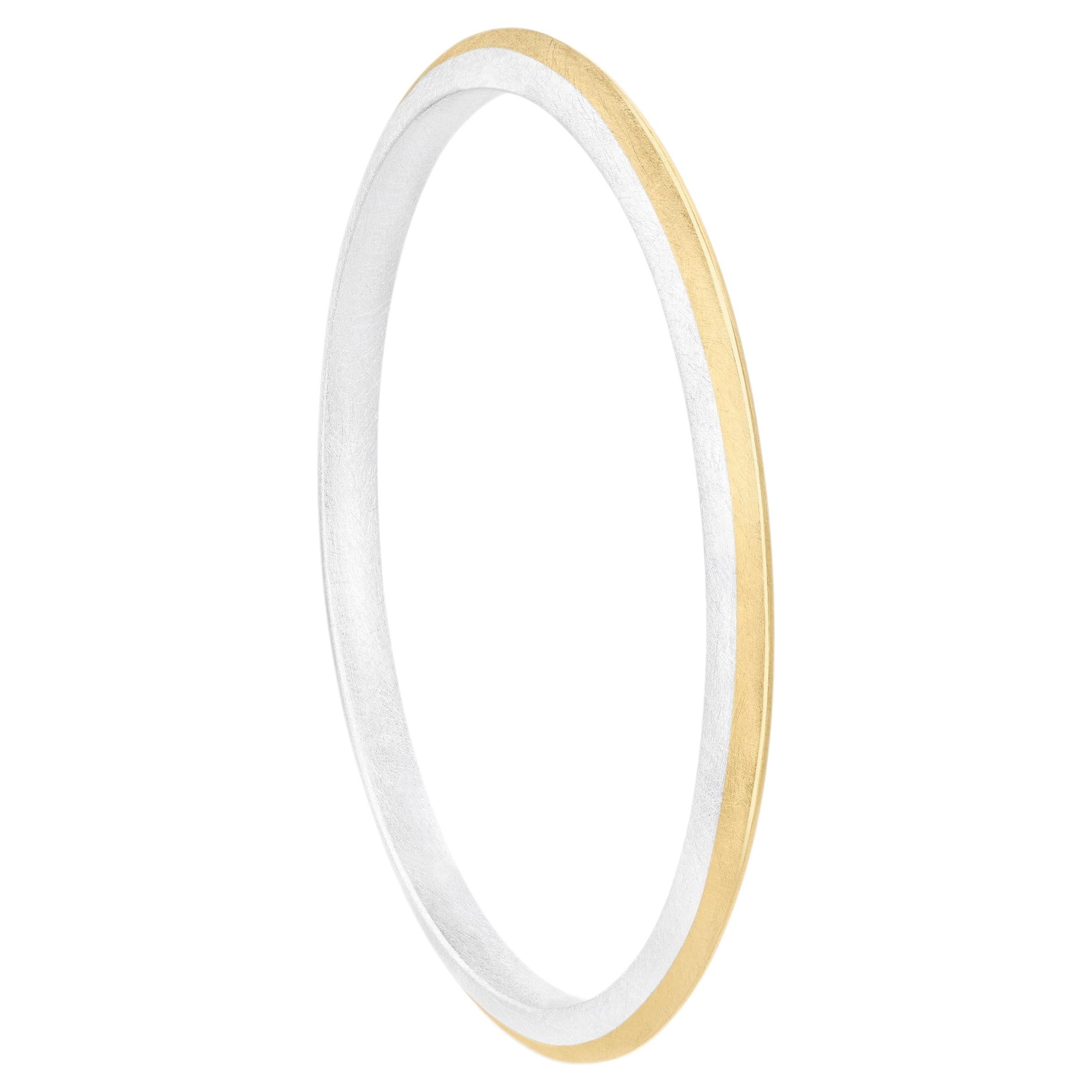 Silhouette Two tone Bangle in Sterling Silver and 18ct Gold by Sheng Zhang For Sale