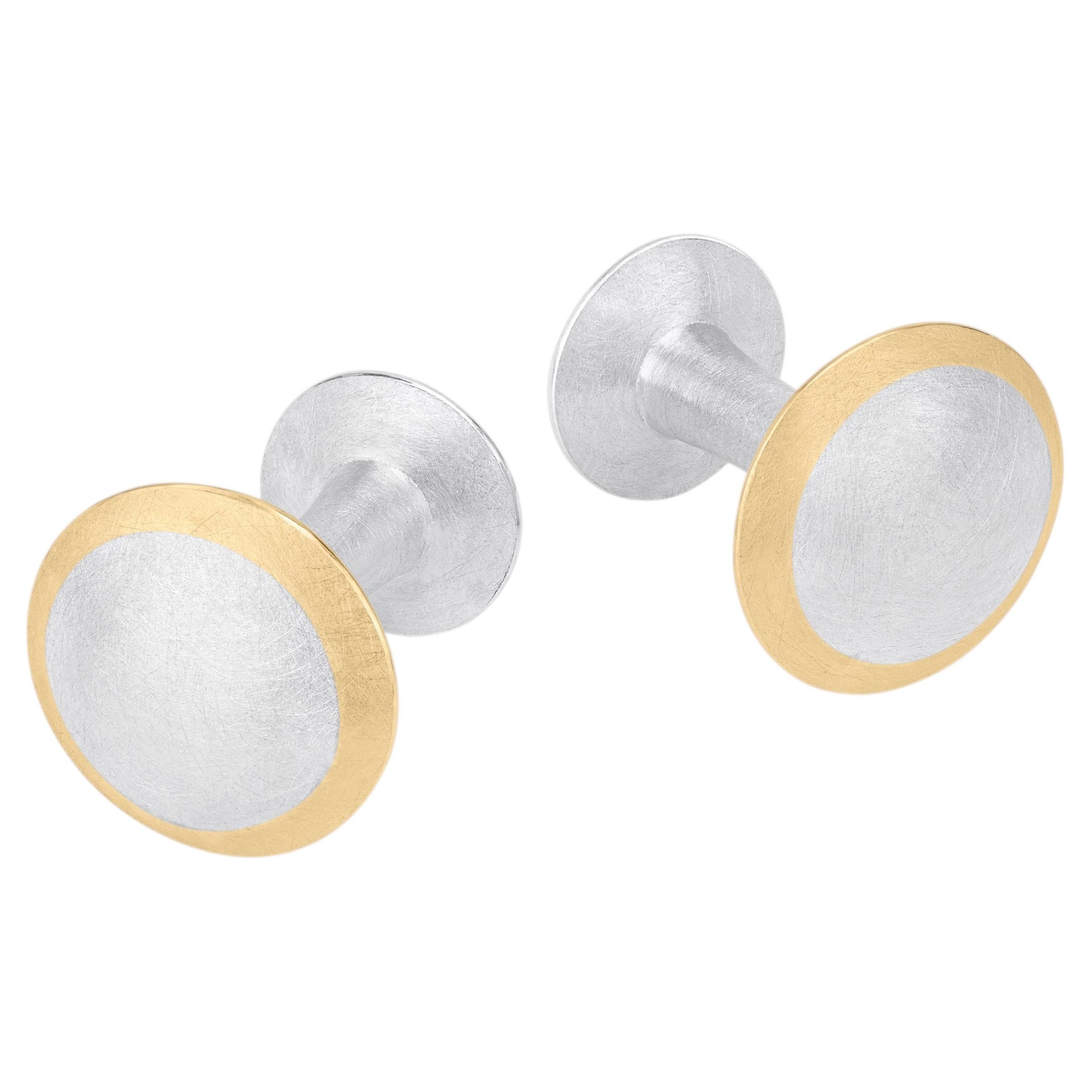 Silhouette Two tone Cufflinks in Sterling Silver and 18ct Gold by Sheng Zhang For Sale