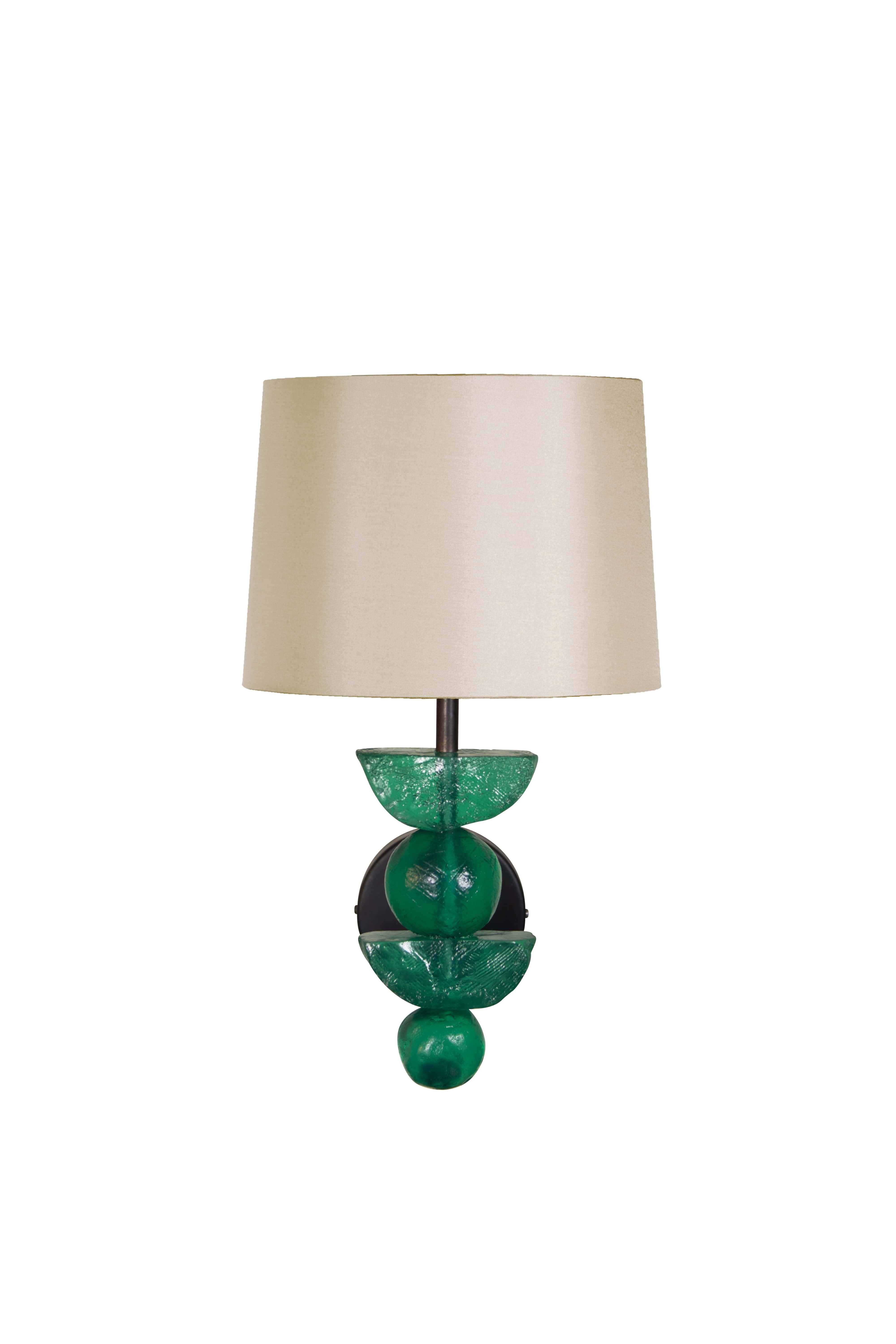 Modern Silhouette Wall Light in Emerald and Blackened Metal Finish by Margit Wittig For Sale