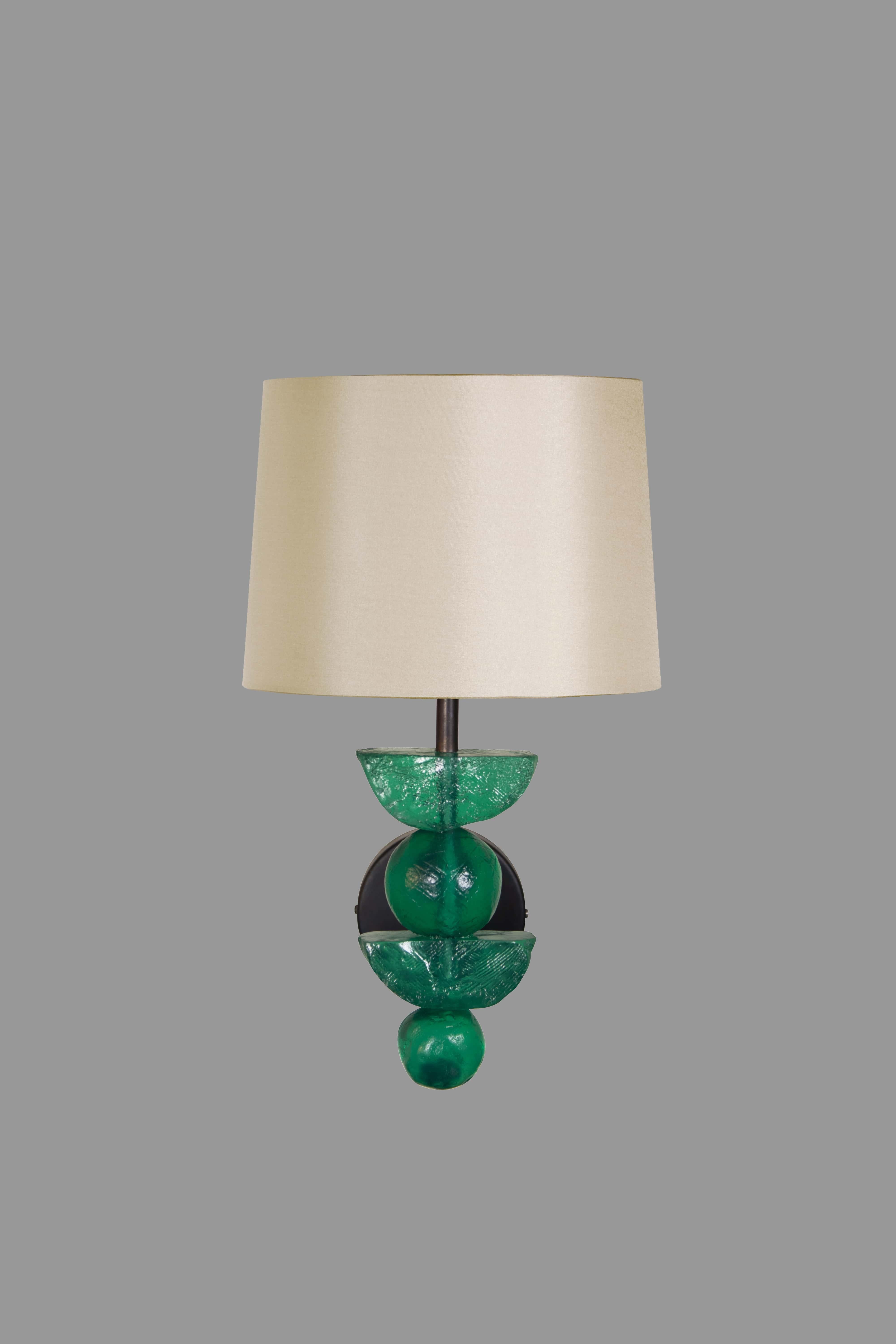 English Silhouette Wall Light in Emerald and Blackened Metal Finish by Margit Wittig For Sale