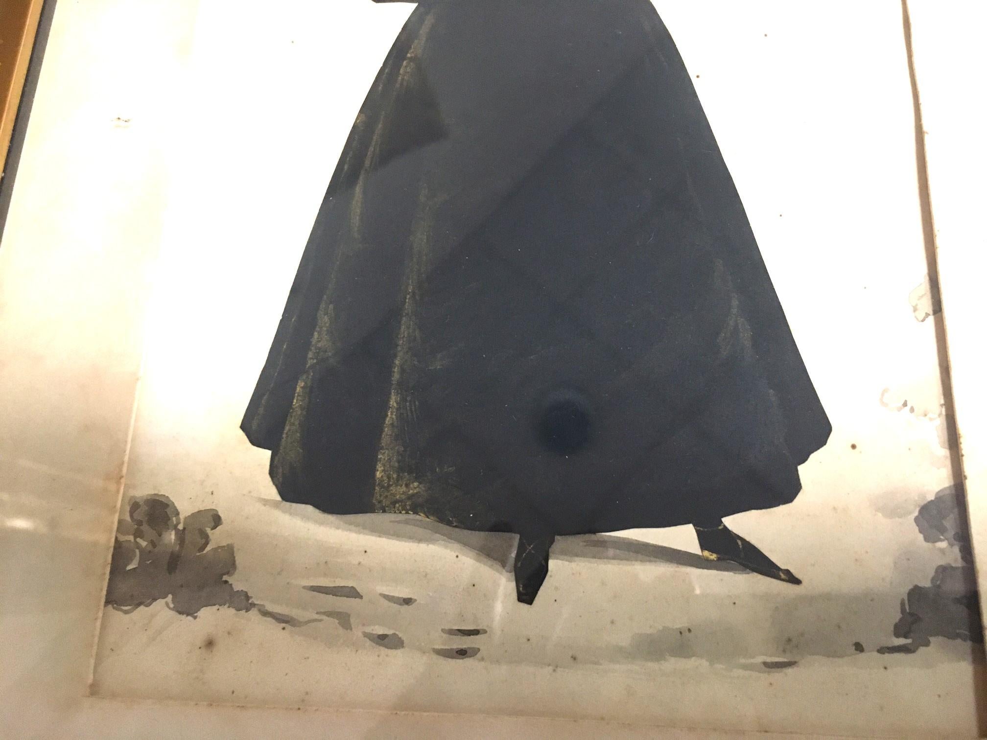 Silueta de mujer joven con sombreado inusual Peinado y vestido de la década de 1830 en Bueno estado para la venta en Savannah, GA
