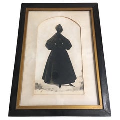 Silhouette of Young Woman with Unusual Shading 1830s Hairstyle and Dress