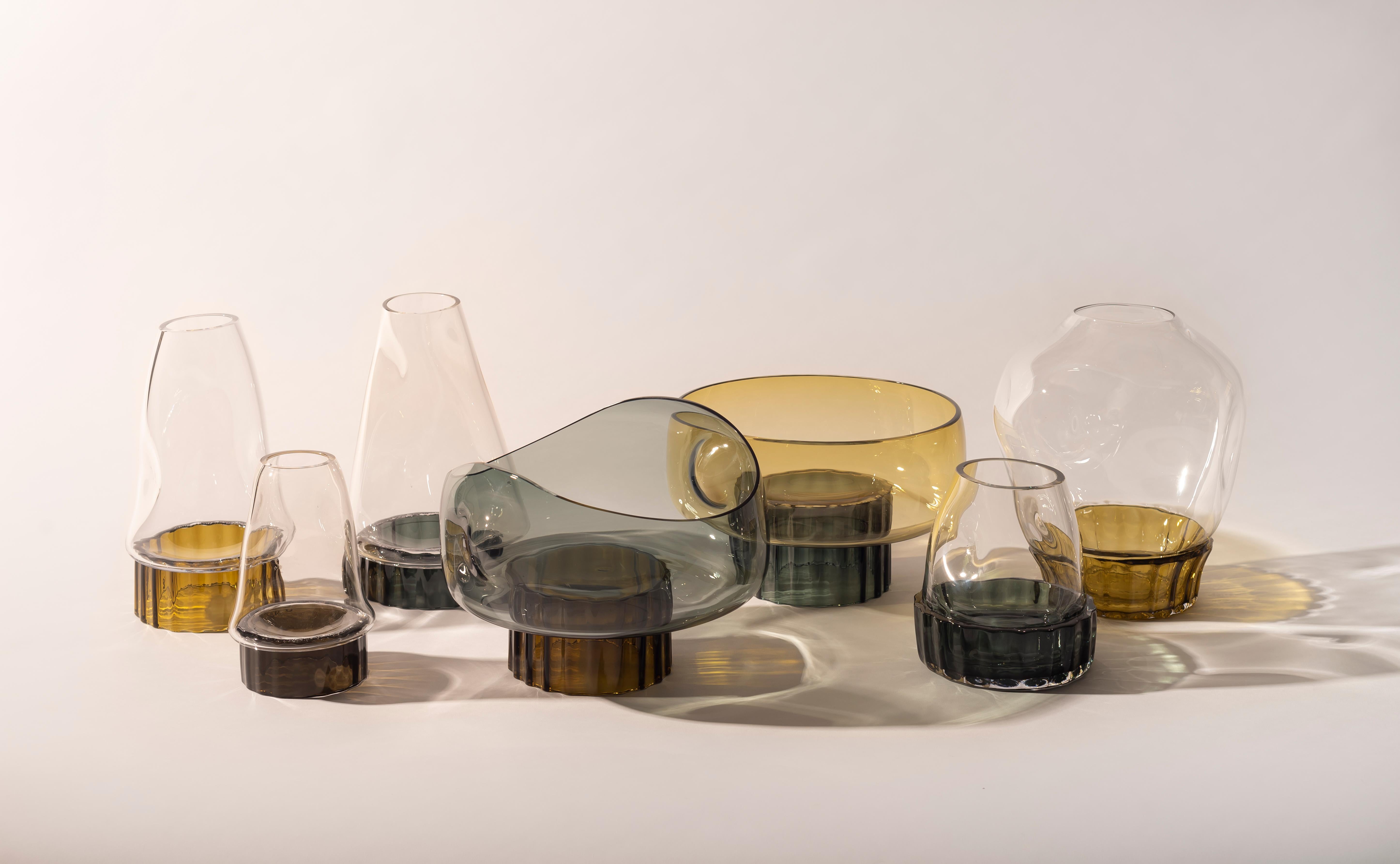 Contemporary Silice Vase, Blown Glass, Unique 09