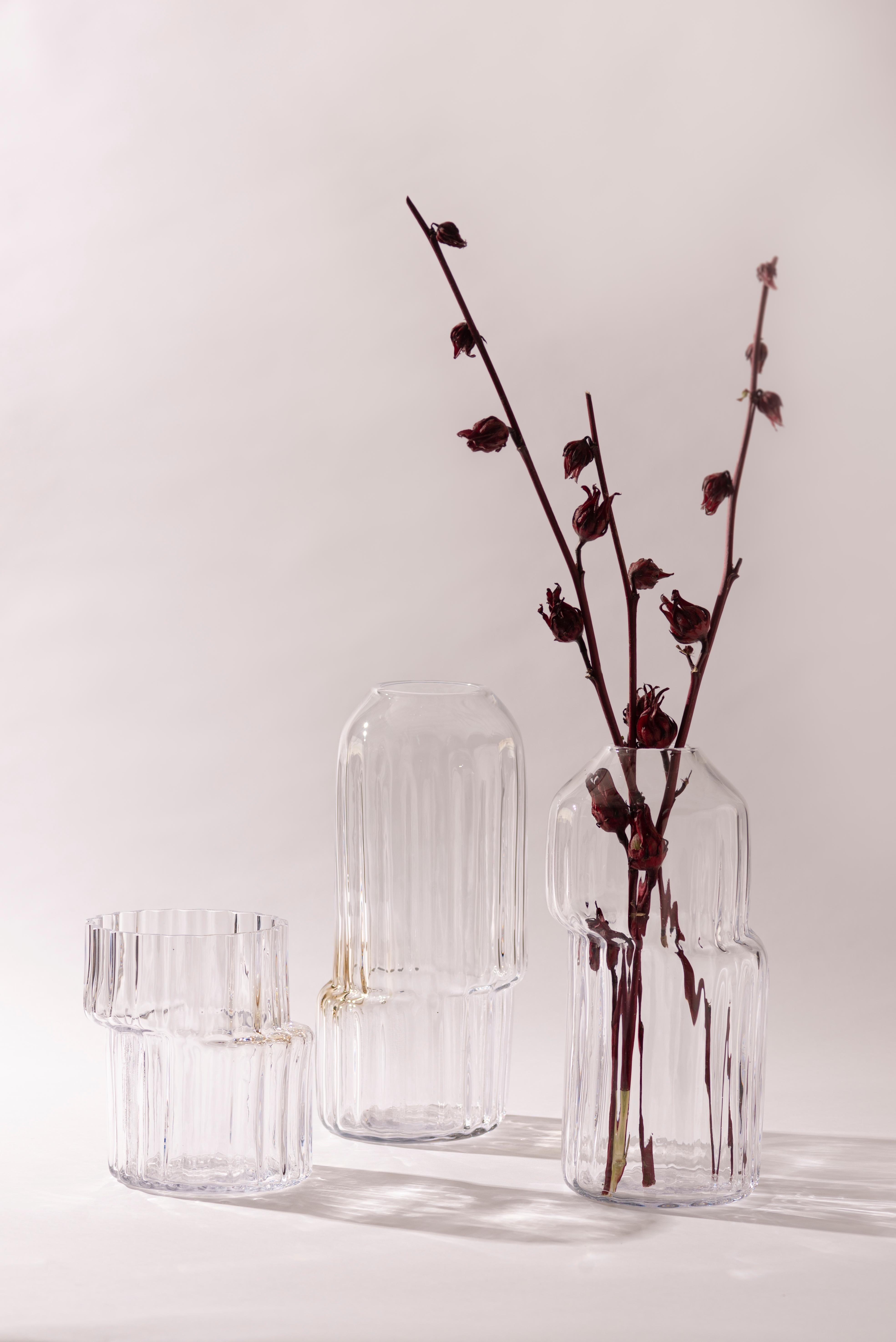 Mexican Silice Vase, Blown Glass, Unique 18 For Sale