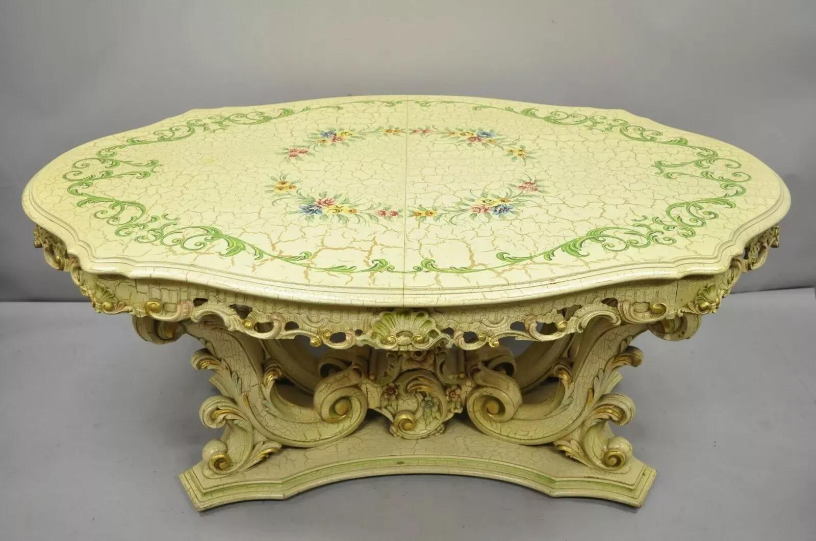Baroque Ensemble de salle à manger baroque italien de style Silik par John Turano & Sons - 7 pièces en vente