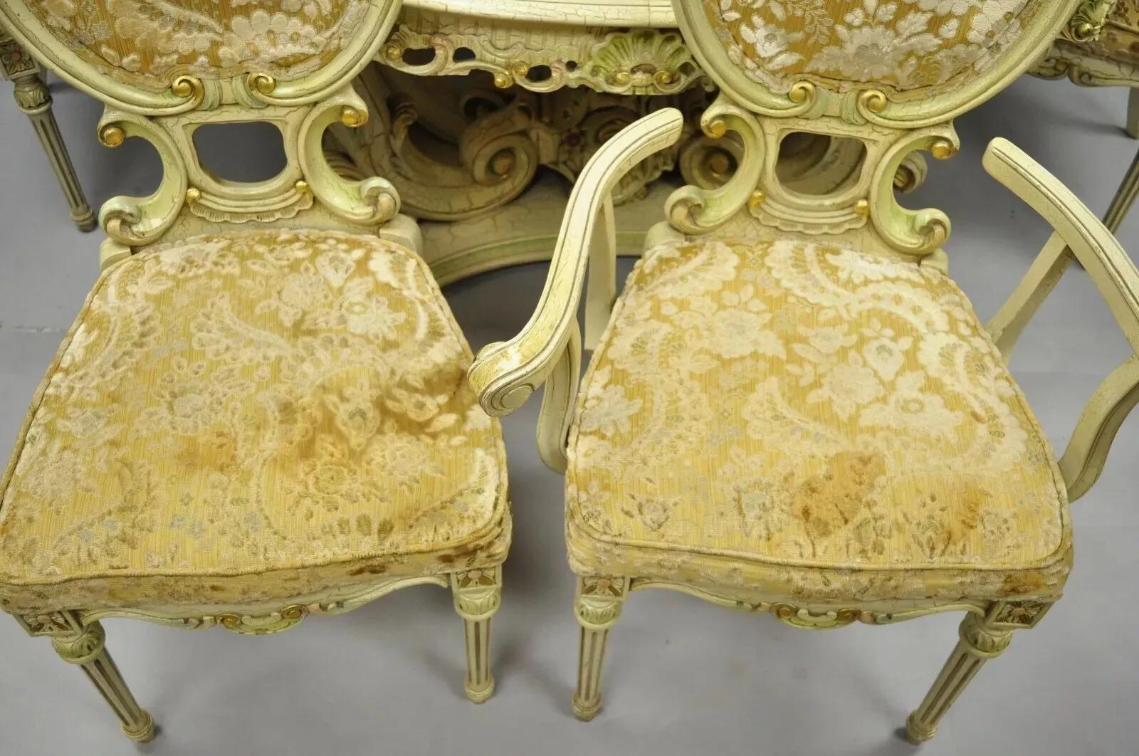 Bois Ensemble de salle à manger baroque italien de style Silik par John Turano & Sons - 7 pièces en vente