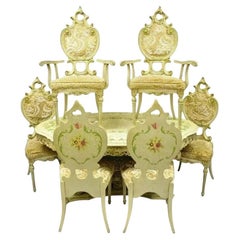 Silik Style Italian Baroque Rococo Dining Room Set by John Turano & Sons - 7 Pcs