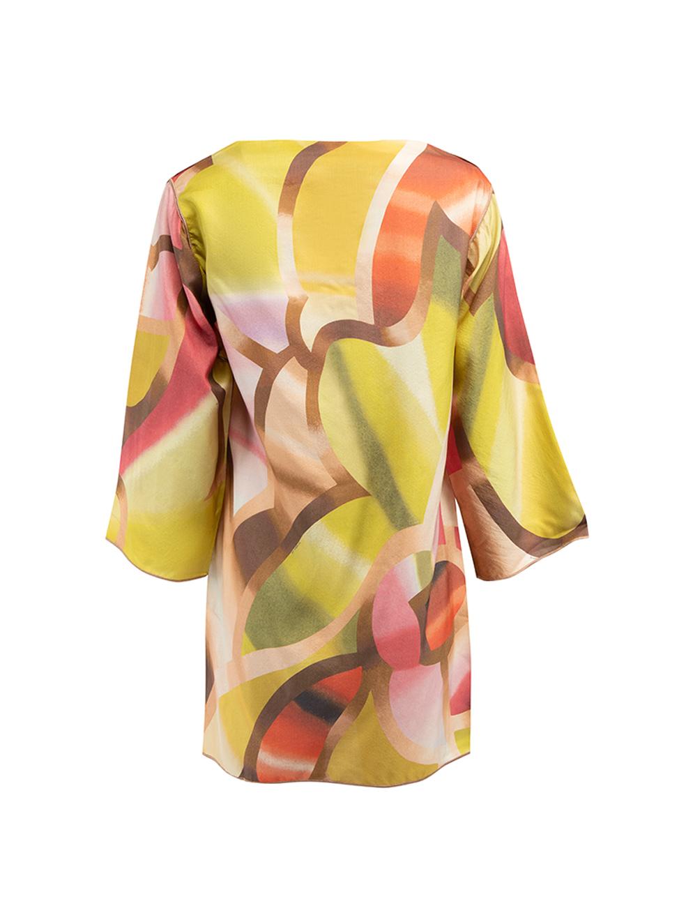 Silk Abstract Wide Neck Tunic Top Size S In Good Condition For Sale In London, GB