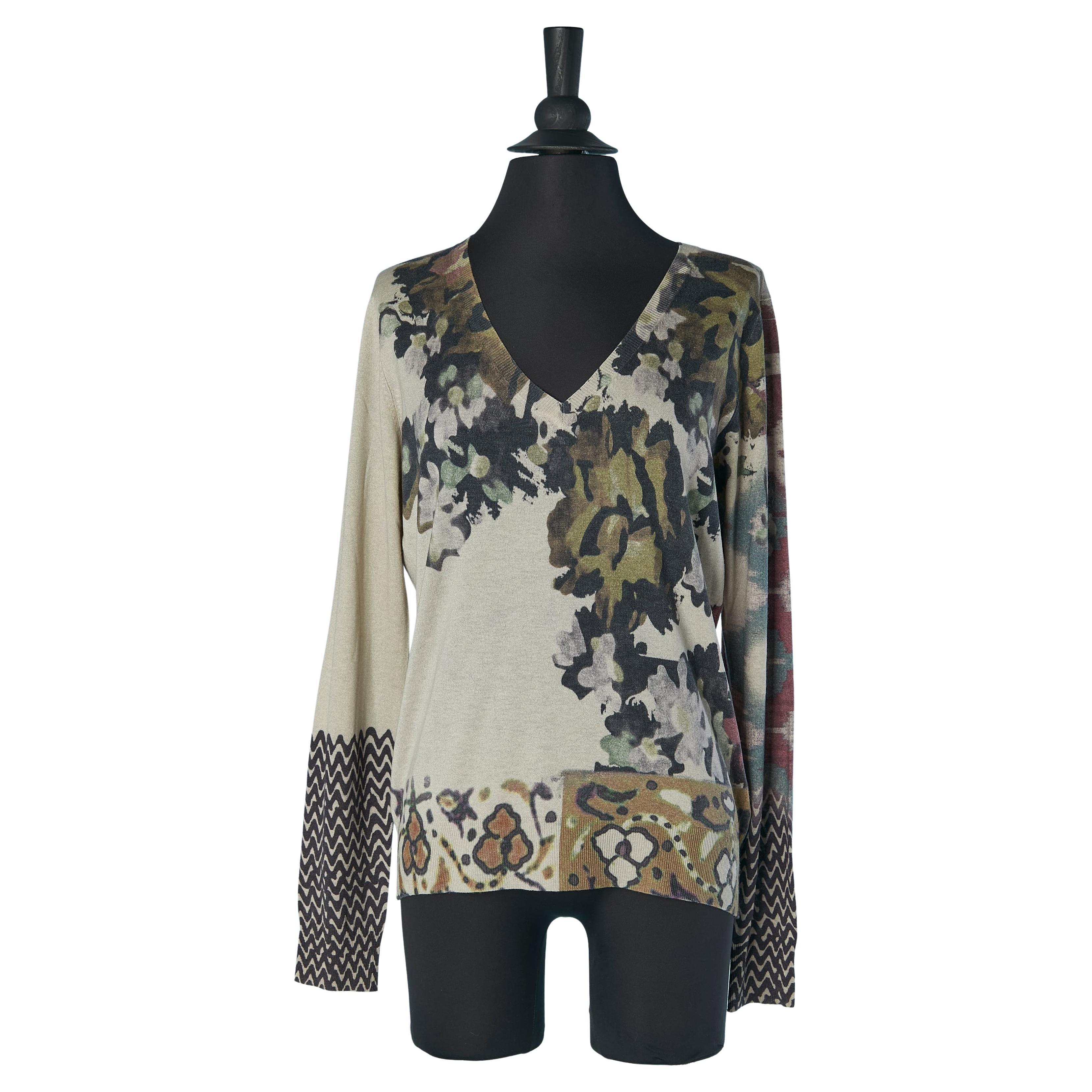 Jersey de seda y cachemira con estampado de flores ETRO en venta