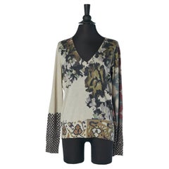 Silk and cashmere sweater with flower print ETRO