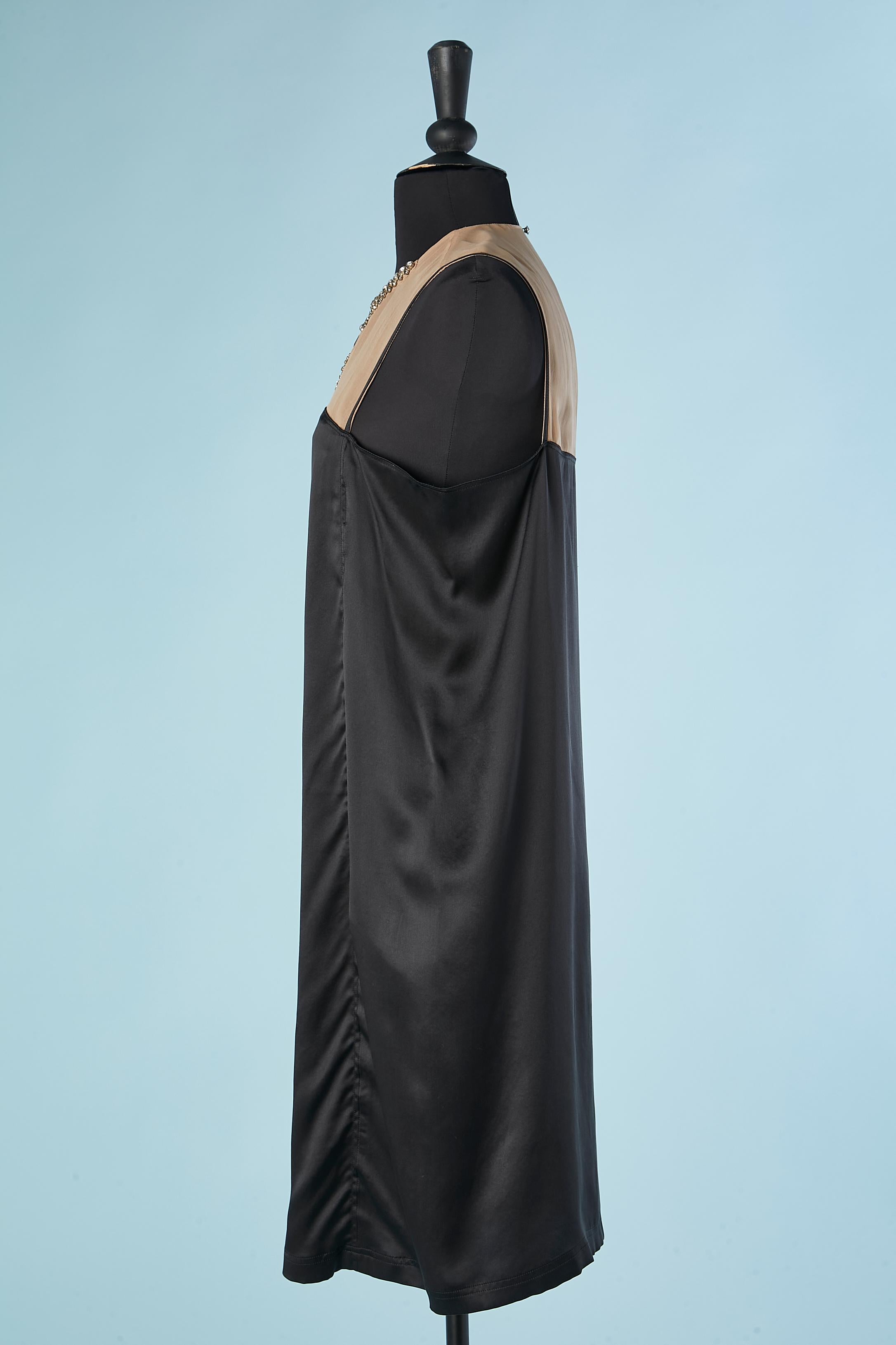 Black  Silk and chiffon cocktail dress with rhinestone neckless Lanvin by Alber Elbaz 