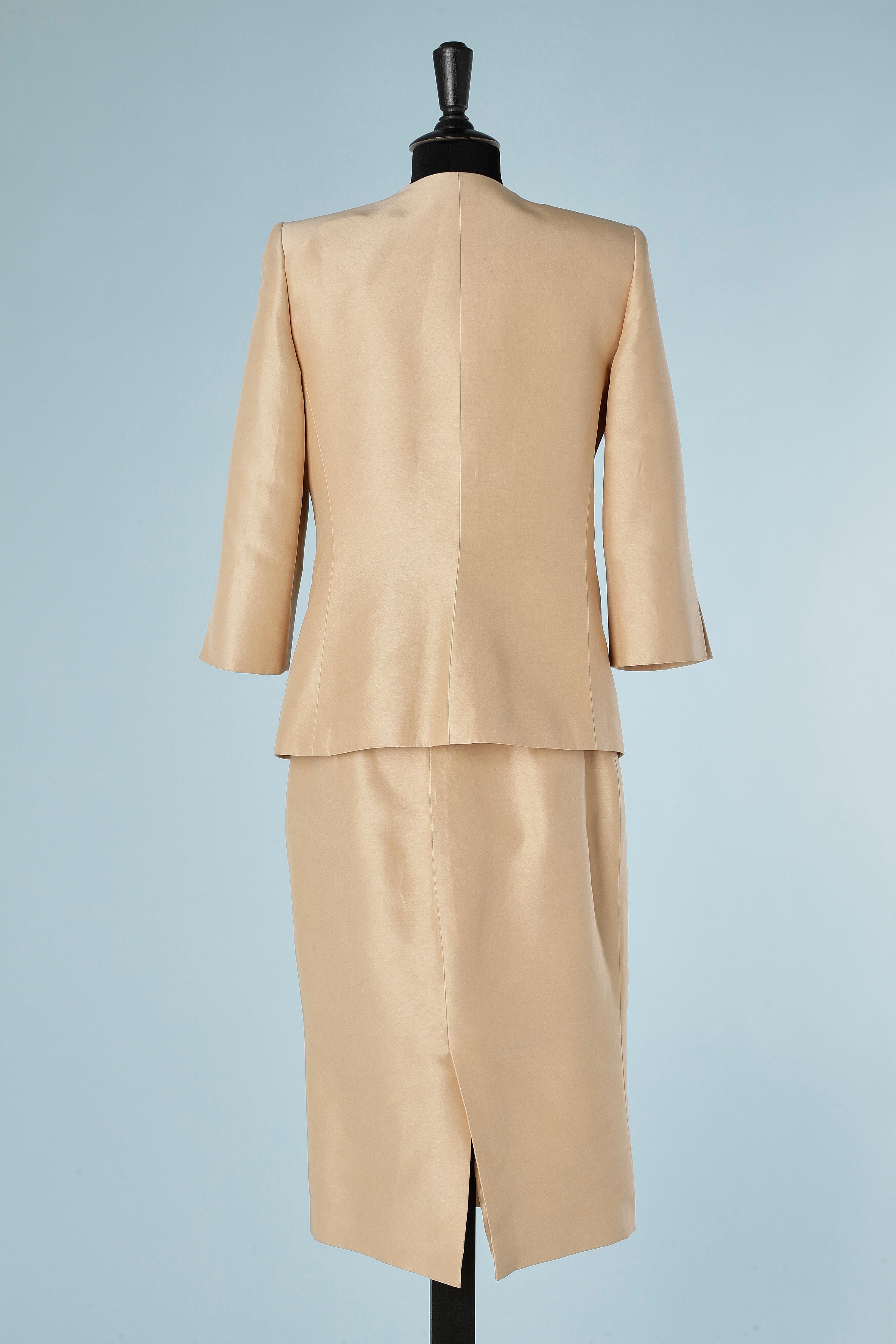 Silk and cotton evening skirt suit with beaded work Gai Mattiolo Couture NEW For Sale 2